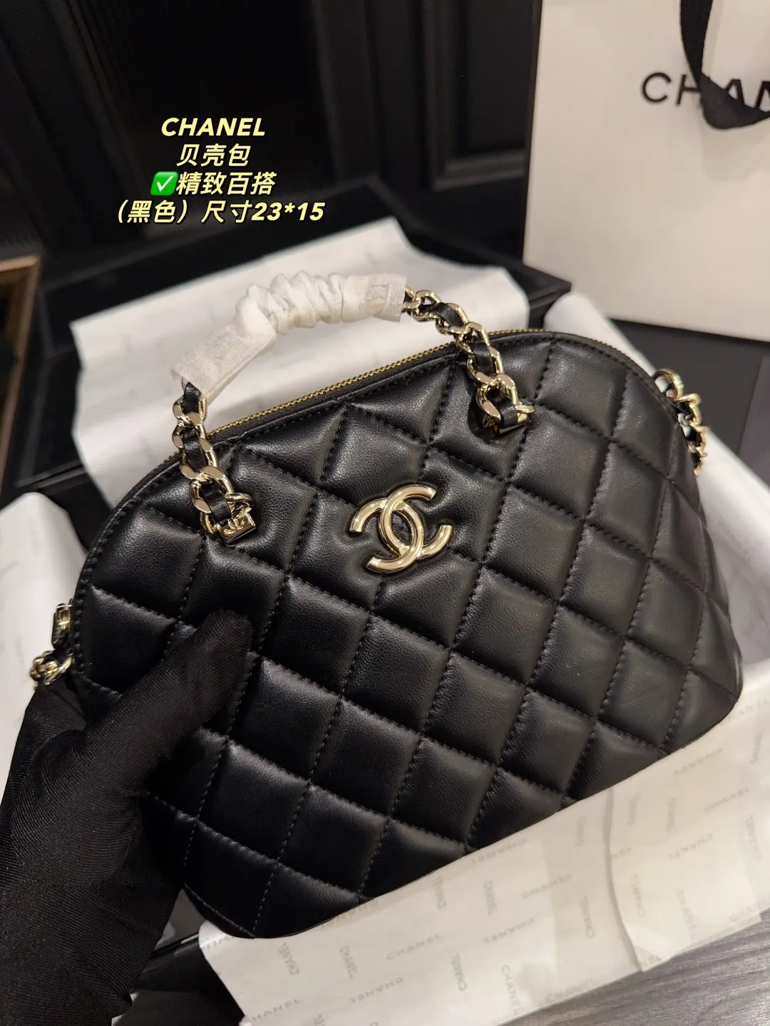 Chanel Quilted Lambskin Shell Bag D28018131 — view 7