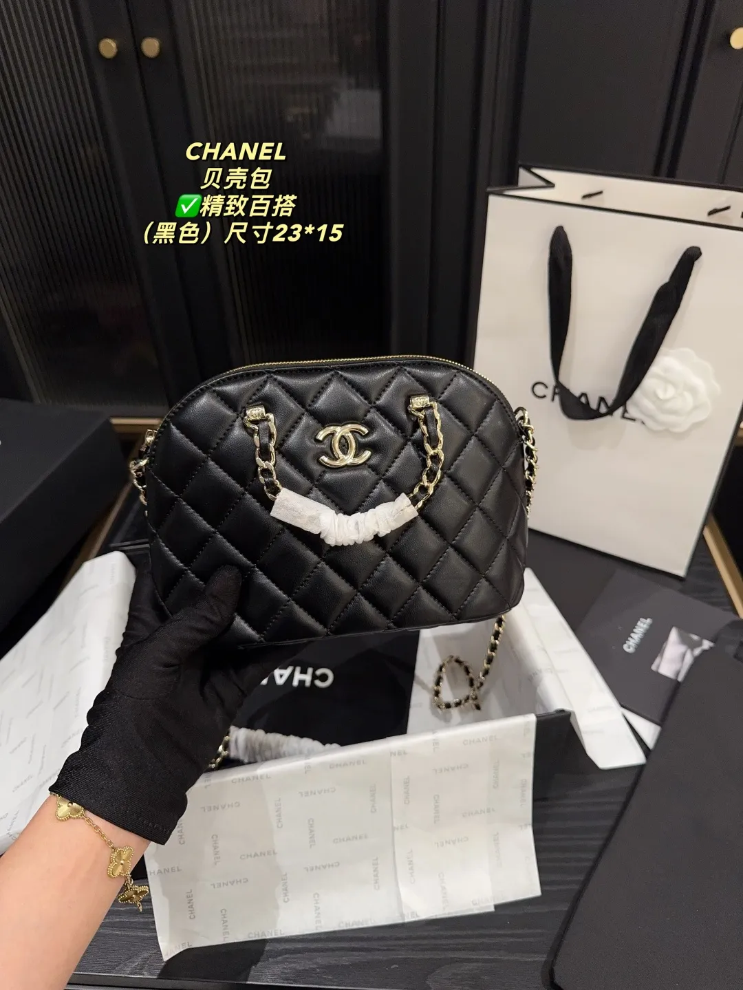 Chanel Quilted Lambskin Shell Bag D28018131 — view 8