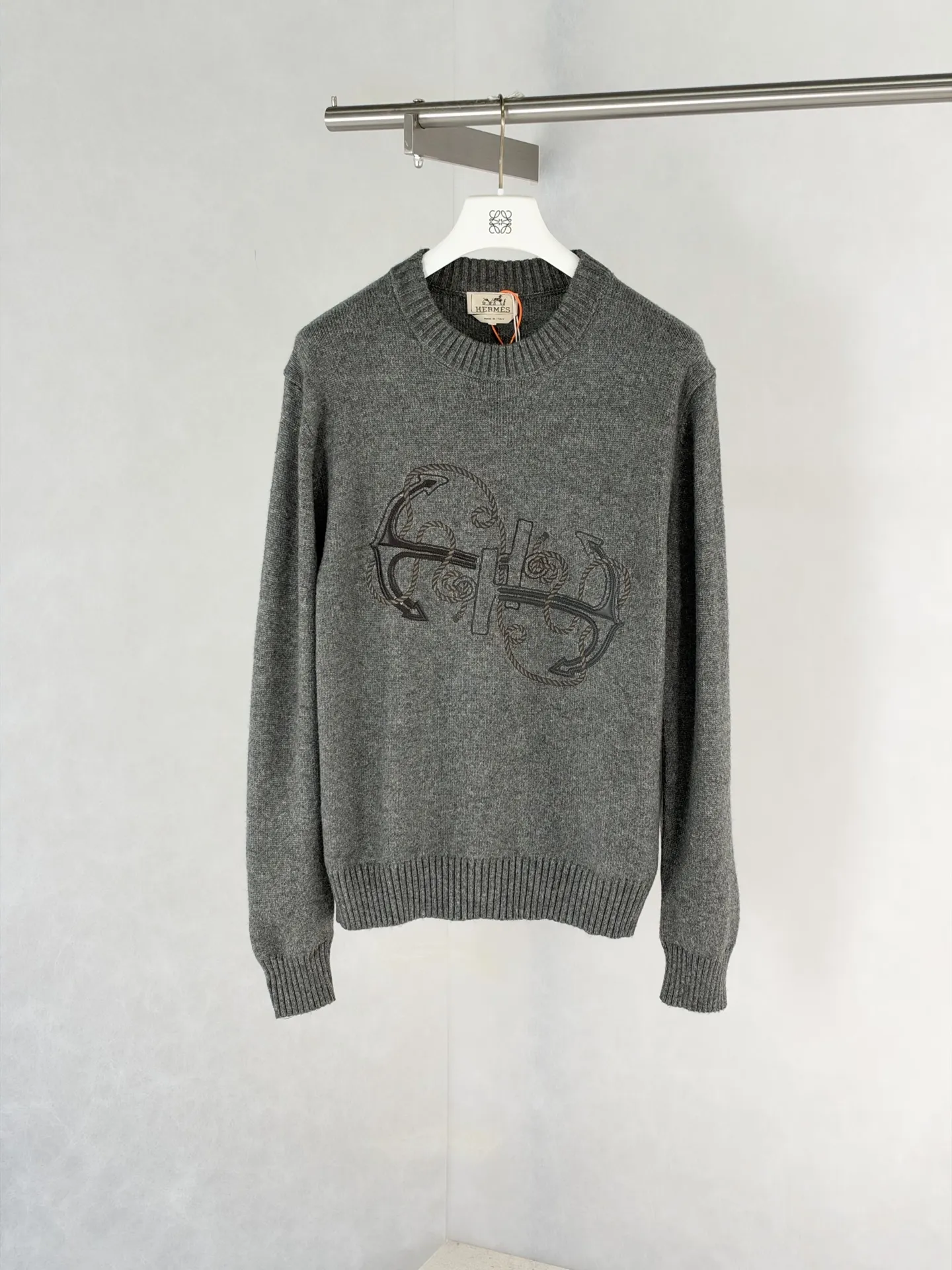 Anchor Embroidered Wool-Blend Crew-Neck Sweater D28519190