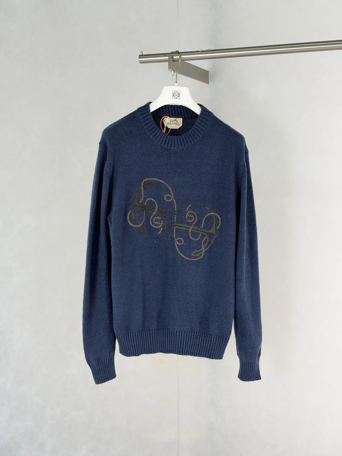 Anchor Embroidered Wool-Blend Crew-Neck Sweater D28519188