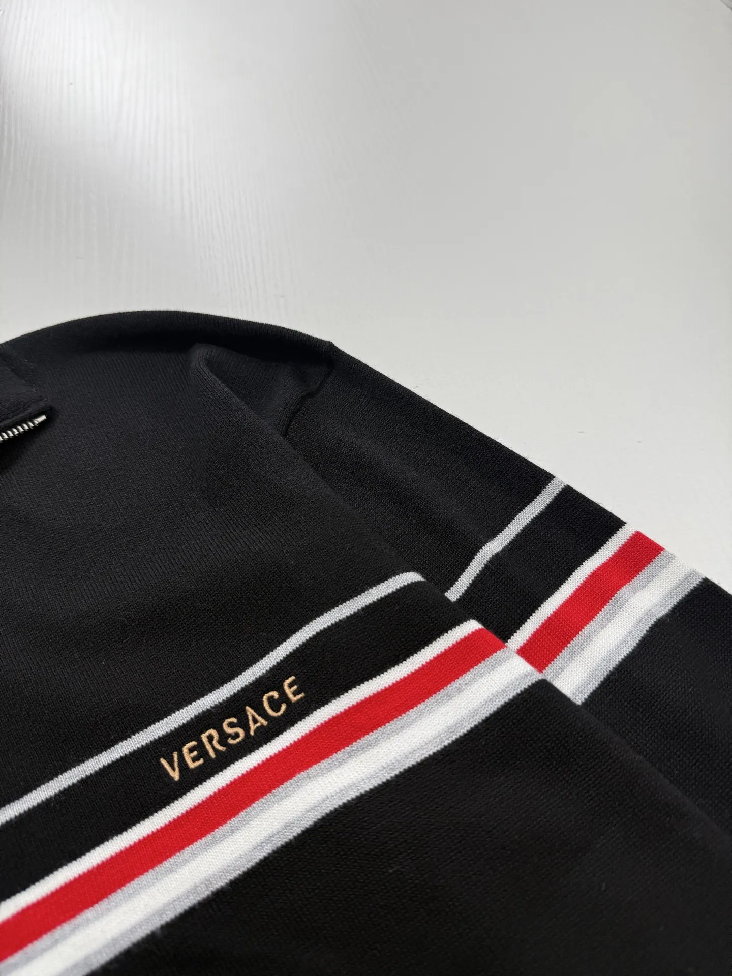Logo Embroidered Striped Knit Zip-Up Jacket D28520729 — view 5