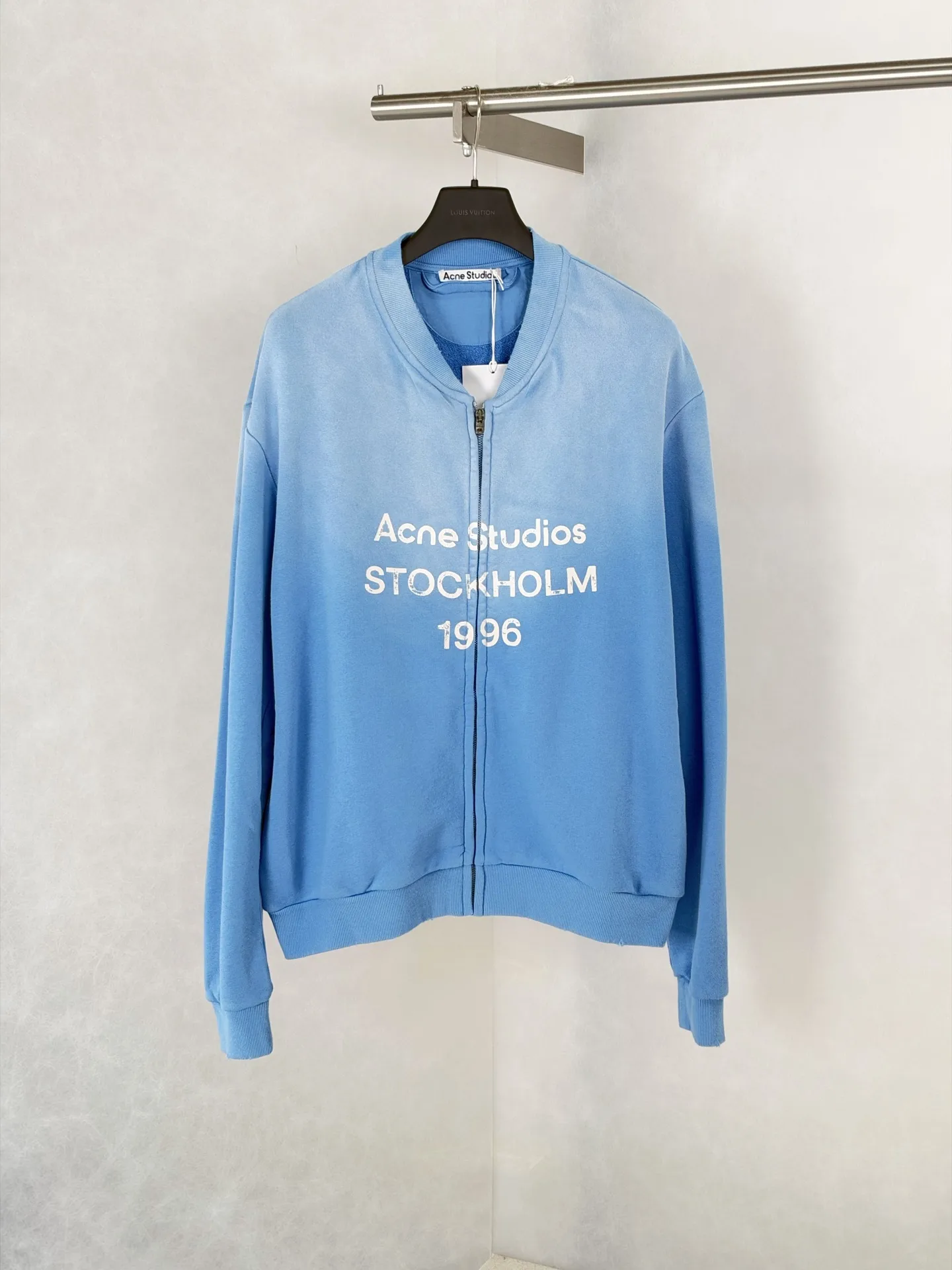 Logo Print Faded Cotton-Jersey Zip-Up Sweatshirt D28819185