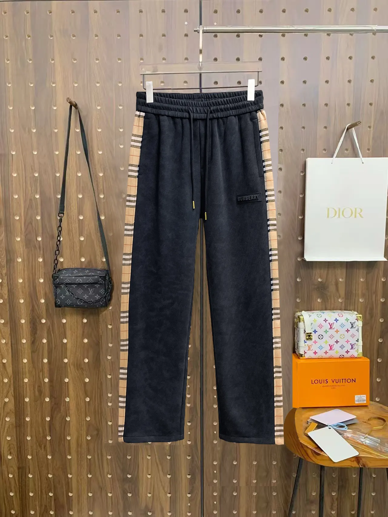 Check-Trimmed Cotton-Blend Sweatpants D29014646