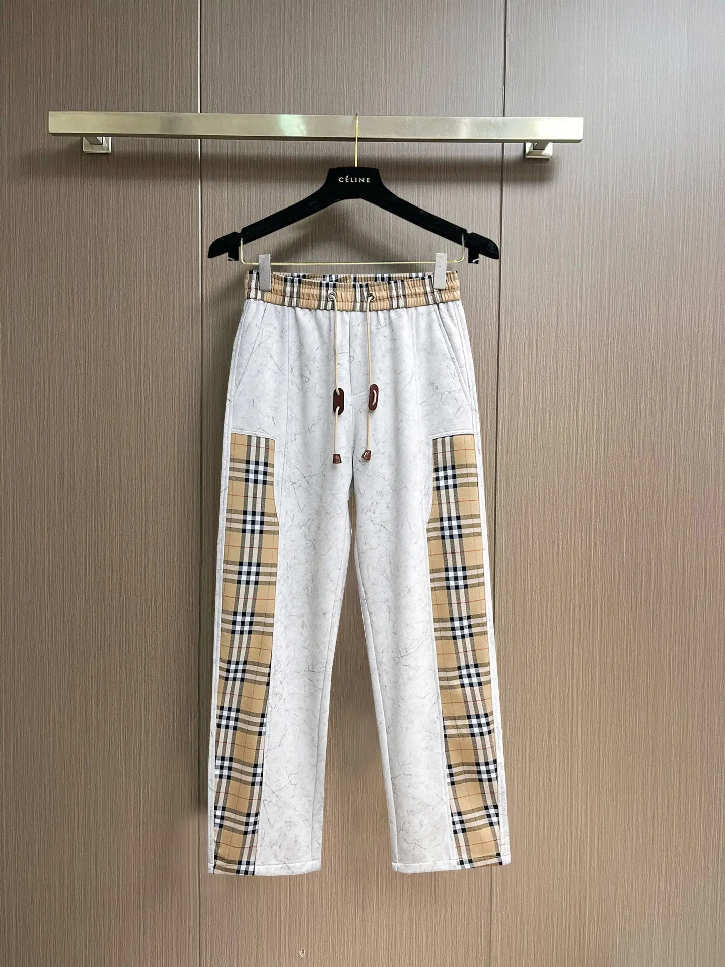 Check-Panel Drawstring Sweatpants D29014589