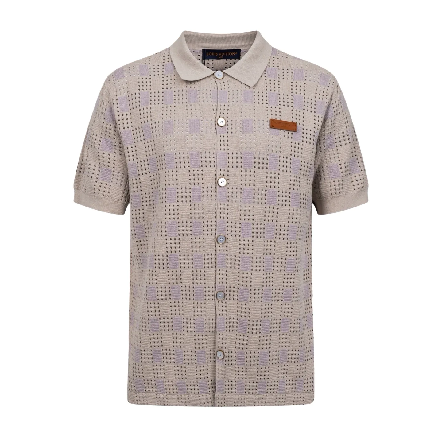 Damier Tweed Knit Short-Sleeve Shirt D29021093