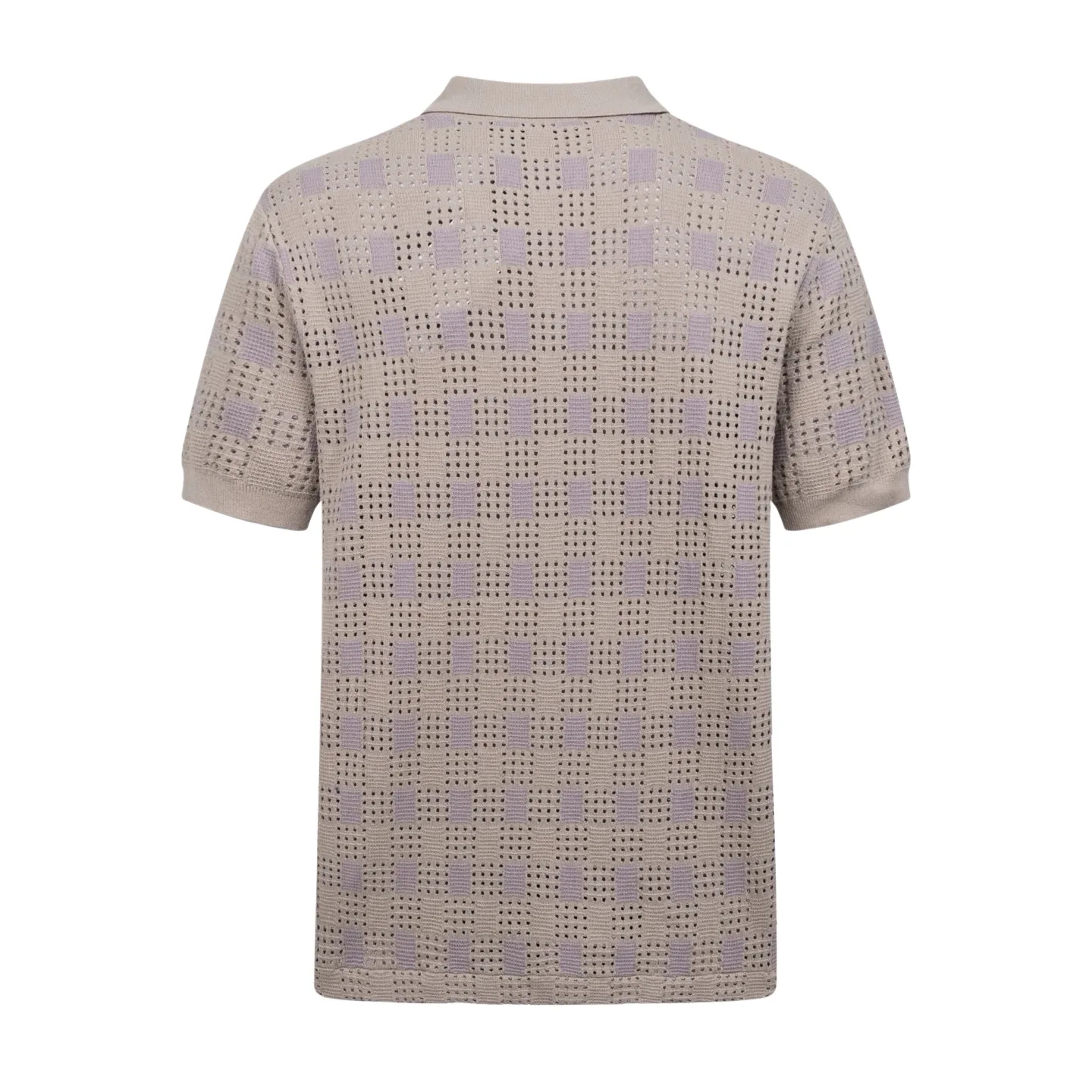 Damier Tweed Knit Short-Sleeve Shirt D29021093 — view 2