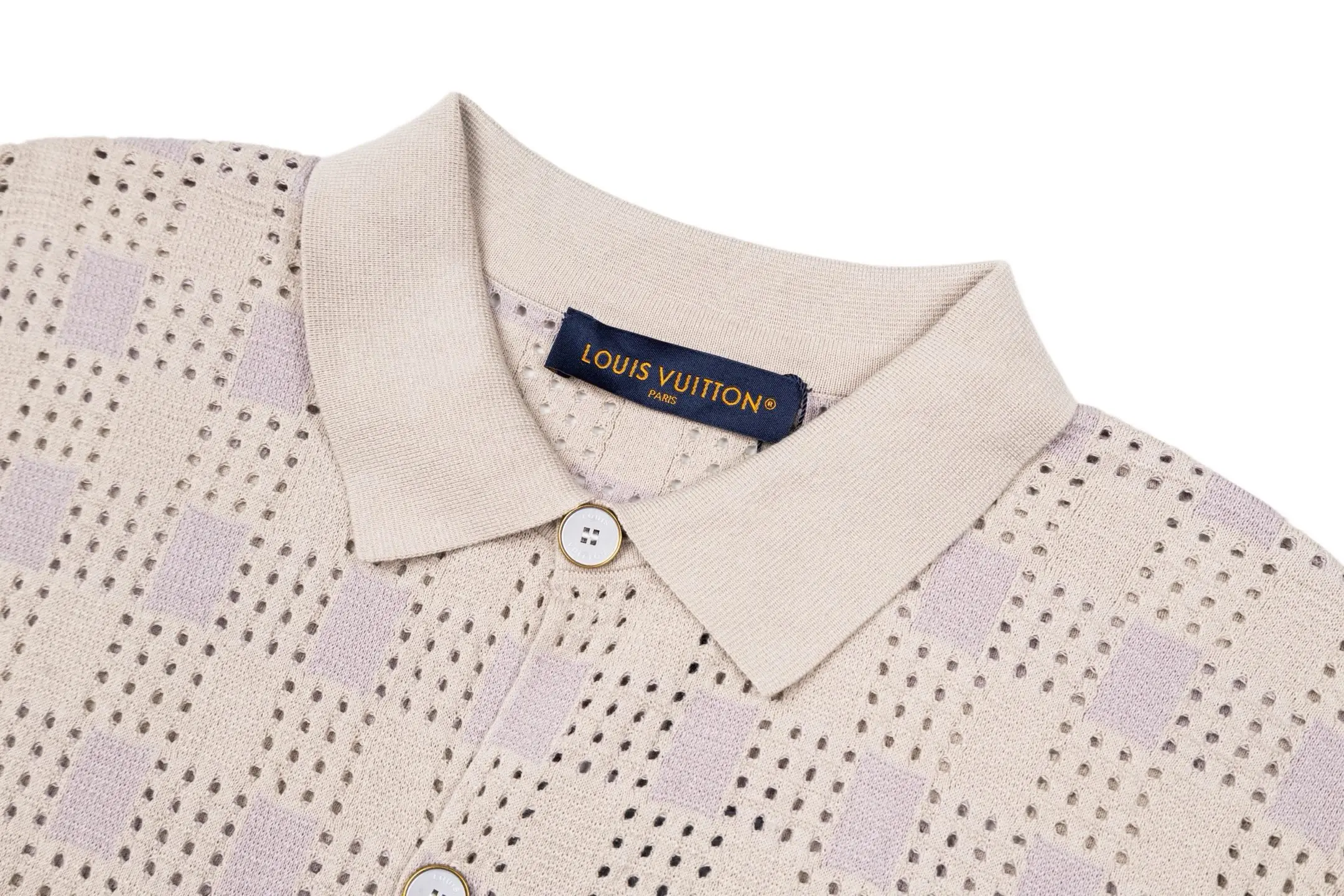 Damier Tweed Knit Short-Sleeve Shirt D29021093 — view 3