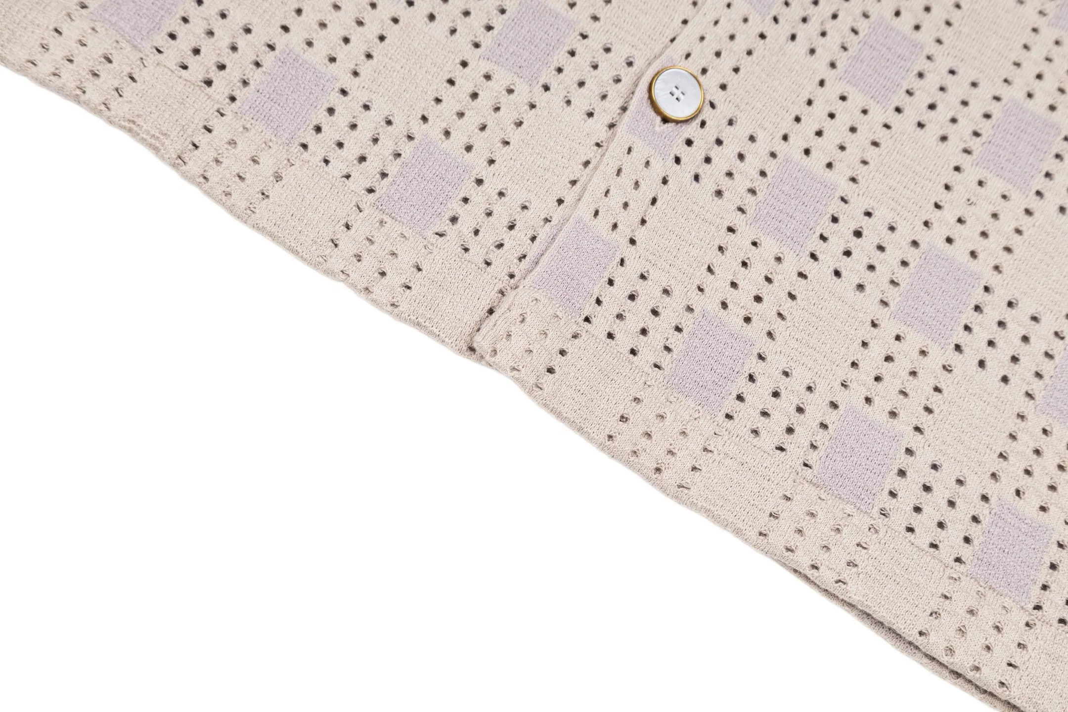 Damier Tweed Knit Short-Sleeve Shirt D29021093 — view 8