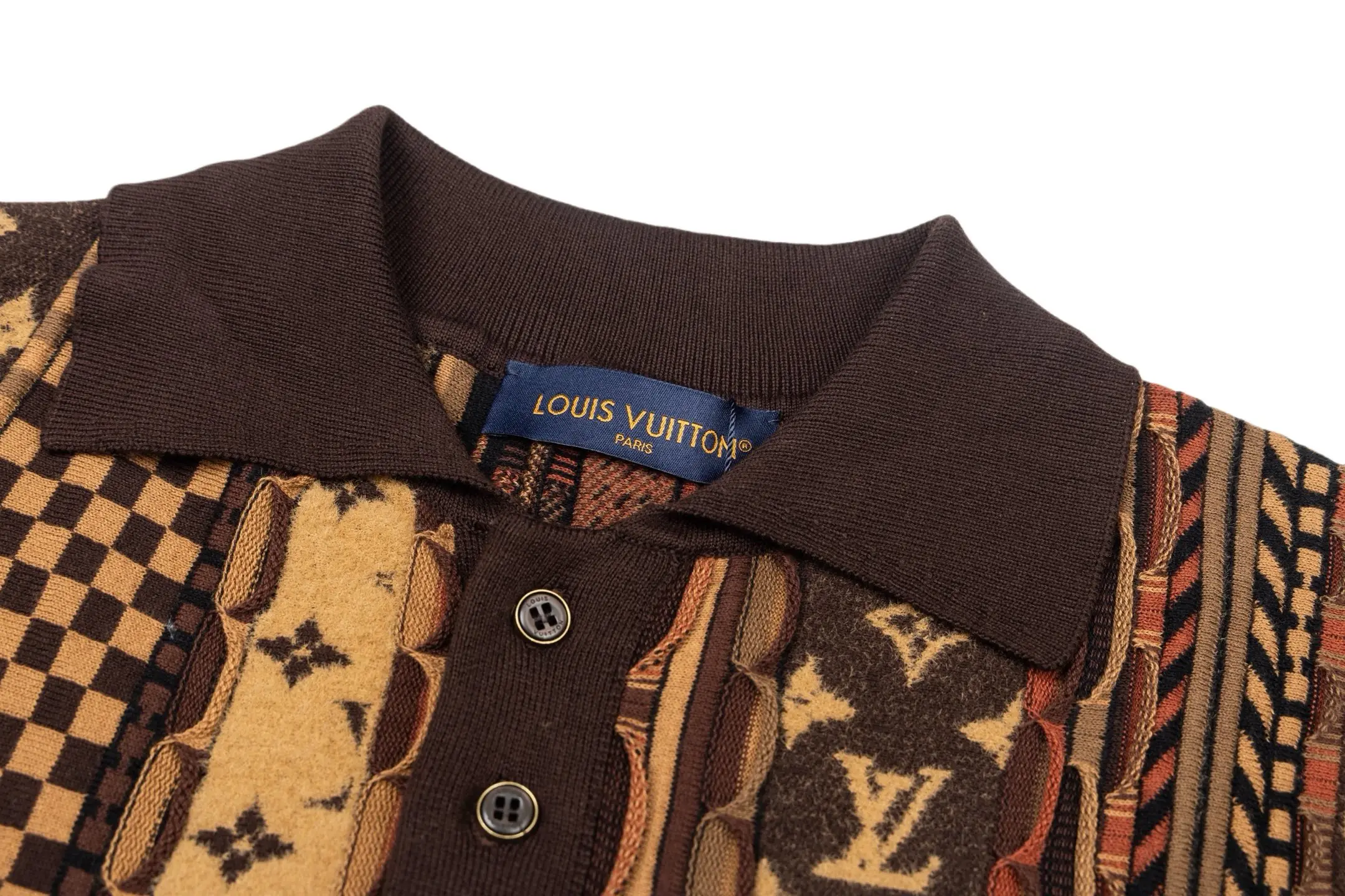 Monogram Intarsia Wool-Blend Knit Polo Shirt D29013794 — view 3
