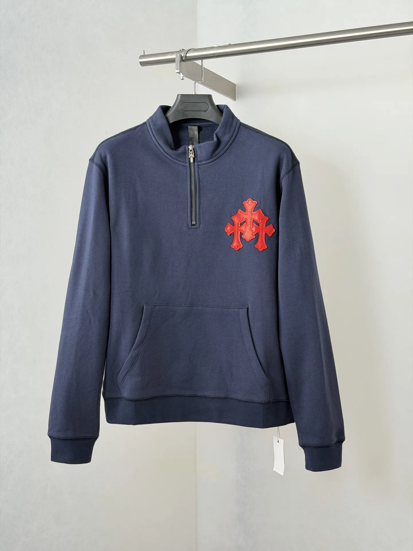 Leather Cross Patch Half-Zip Sweatshirt D29020684
