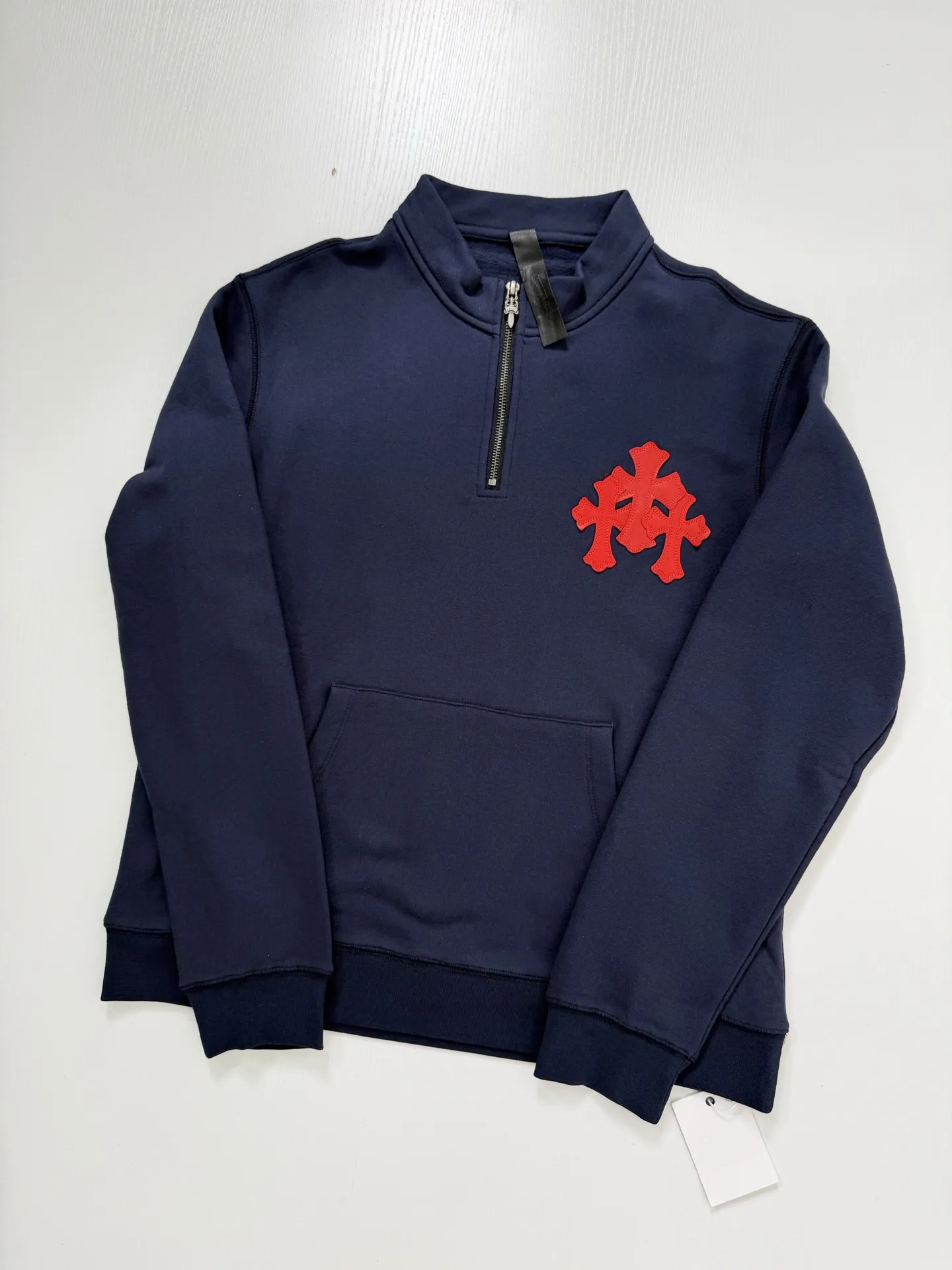 Leather Cross Patch Half-Zip Sweatshirt D29020684 — view 3