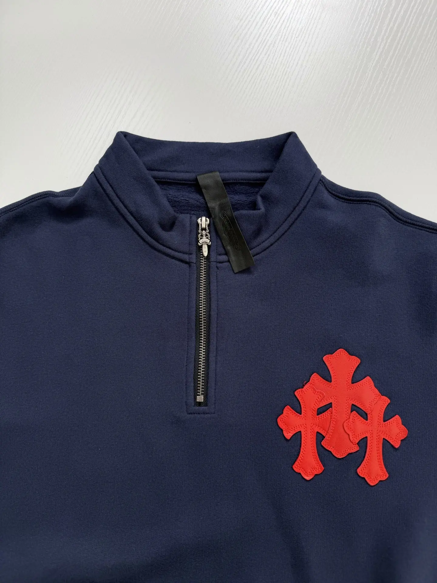 Leather Cross Patch Half-Zip Sweatshirt D29020684 — view 4