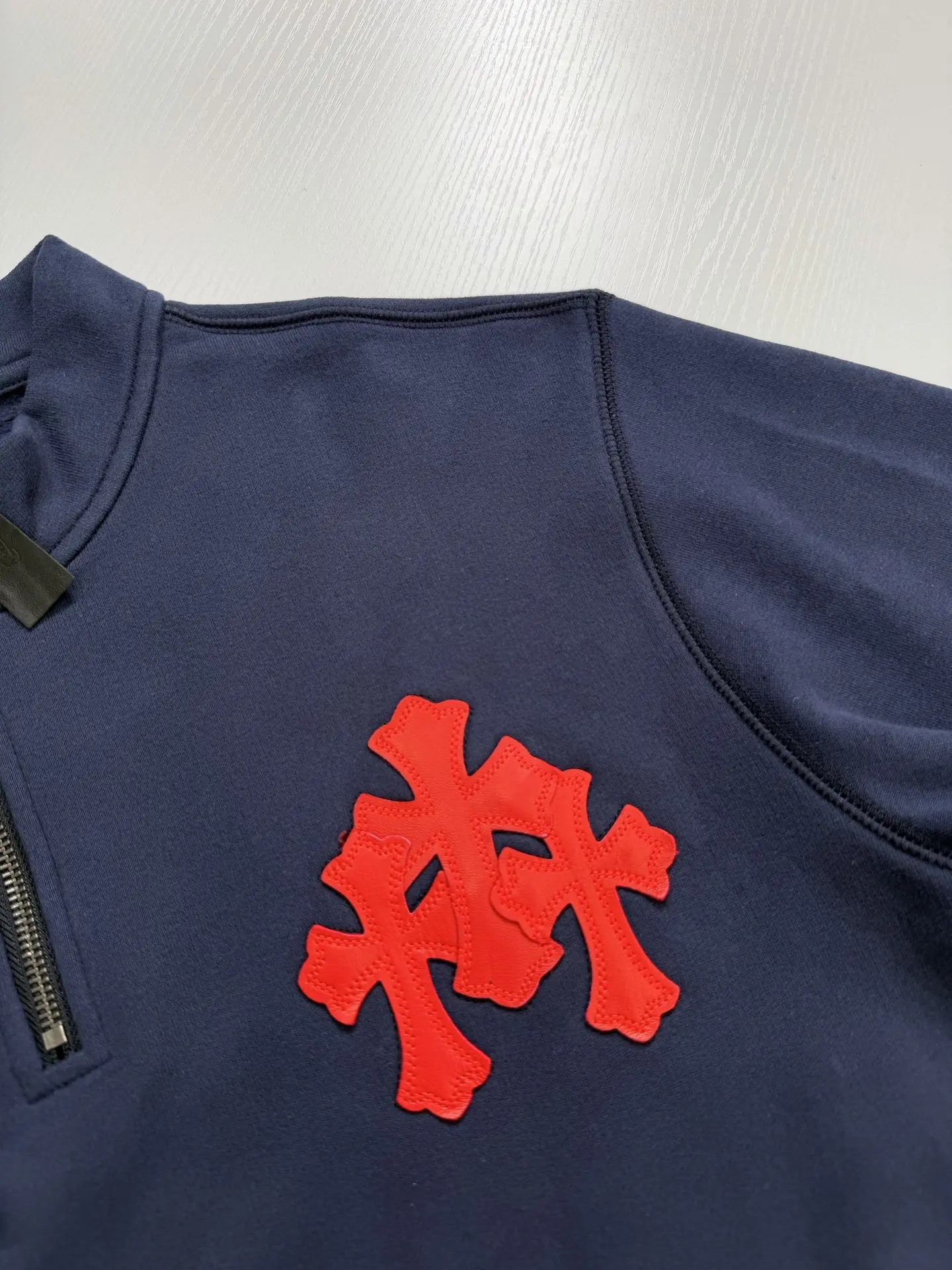 Leather Cross Patch Half-Zip Sweatshirt D29020684 — view 5