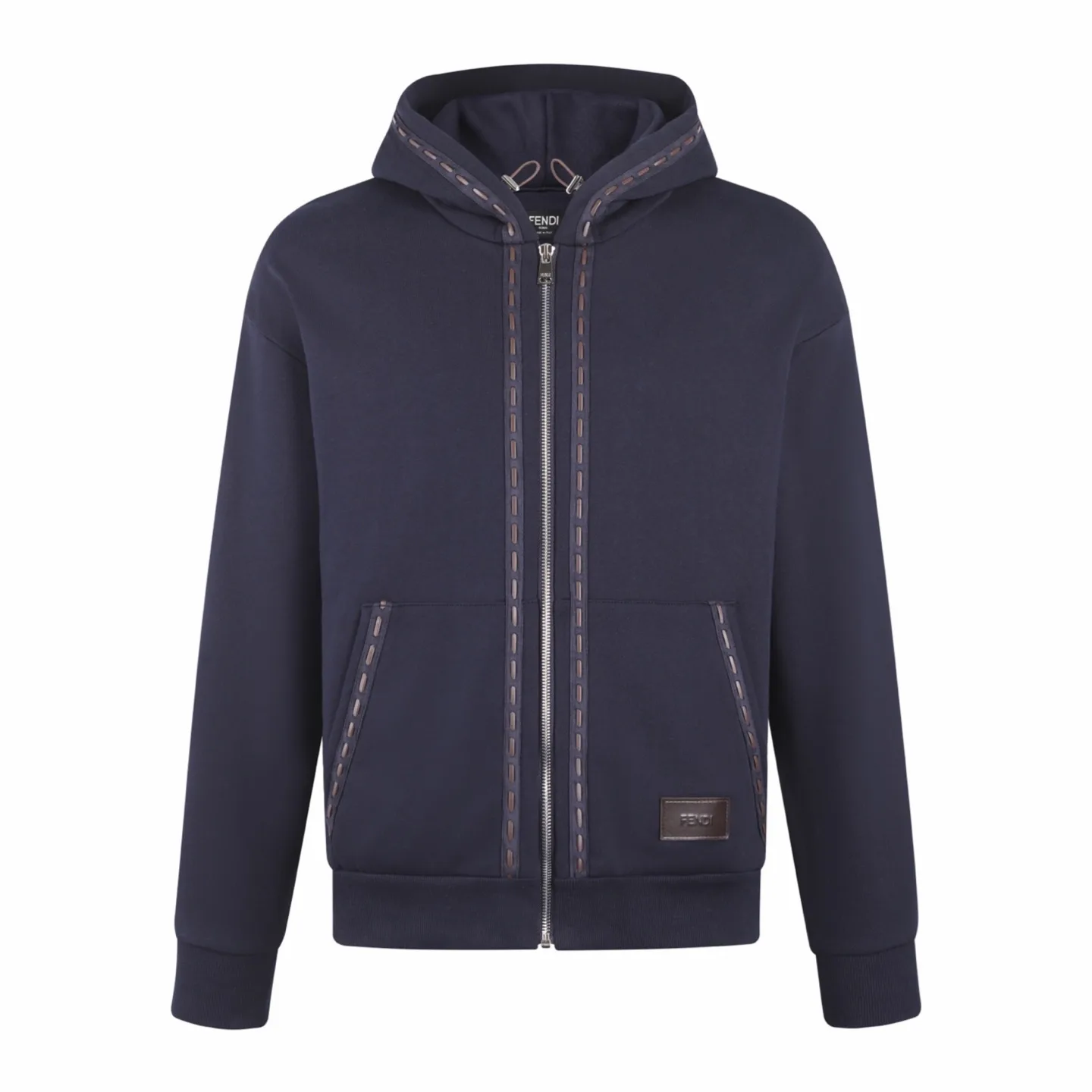 Logo Leather Patch Zip-Up Hoodie D29021112