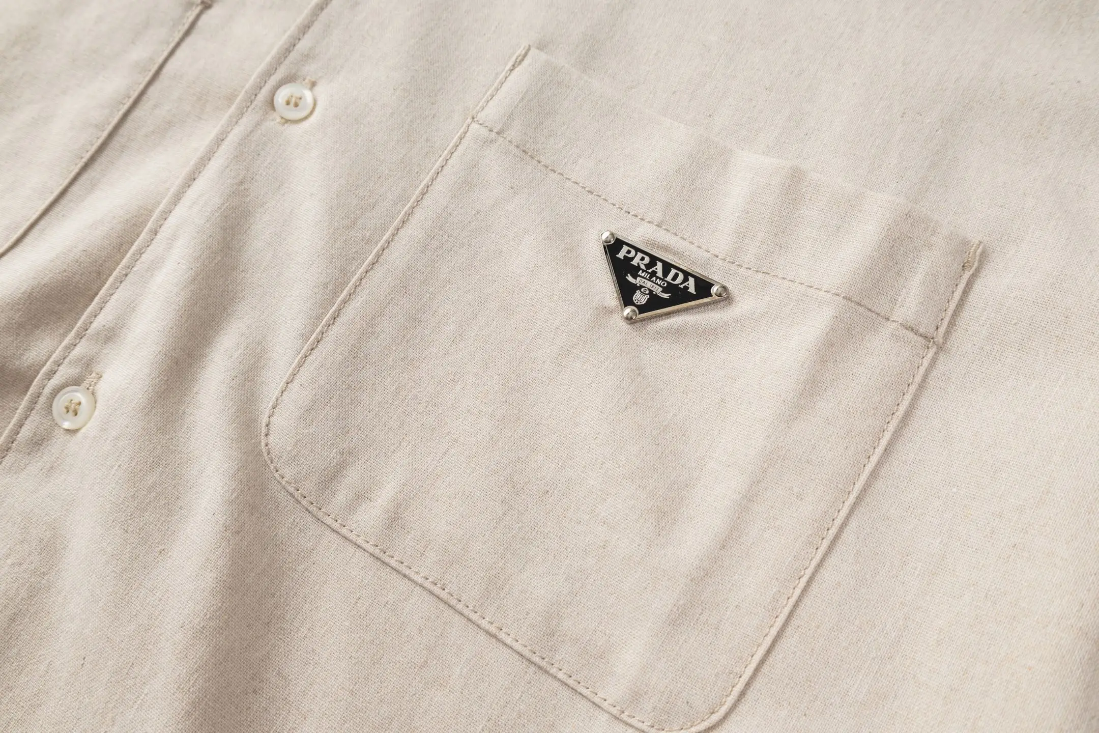 Logo-Plaque Cotton and Linen-Blend Shirt D29521205 — view 6