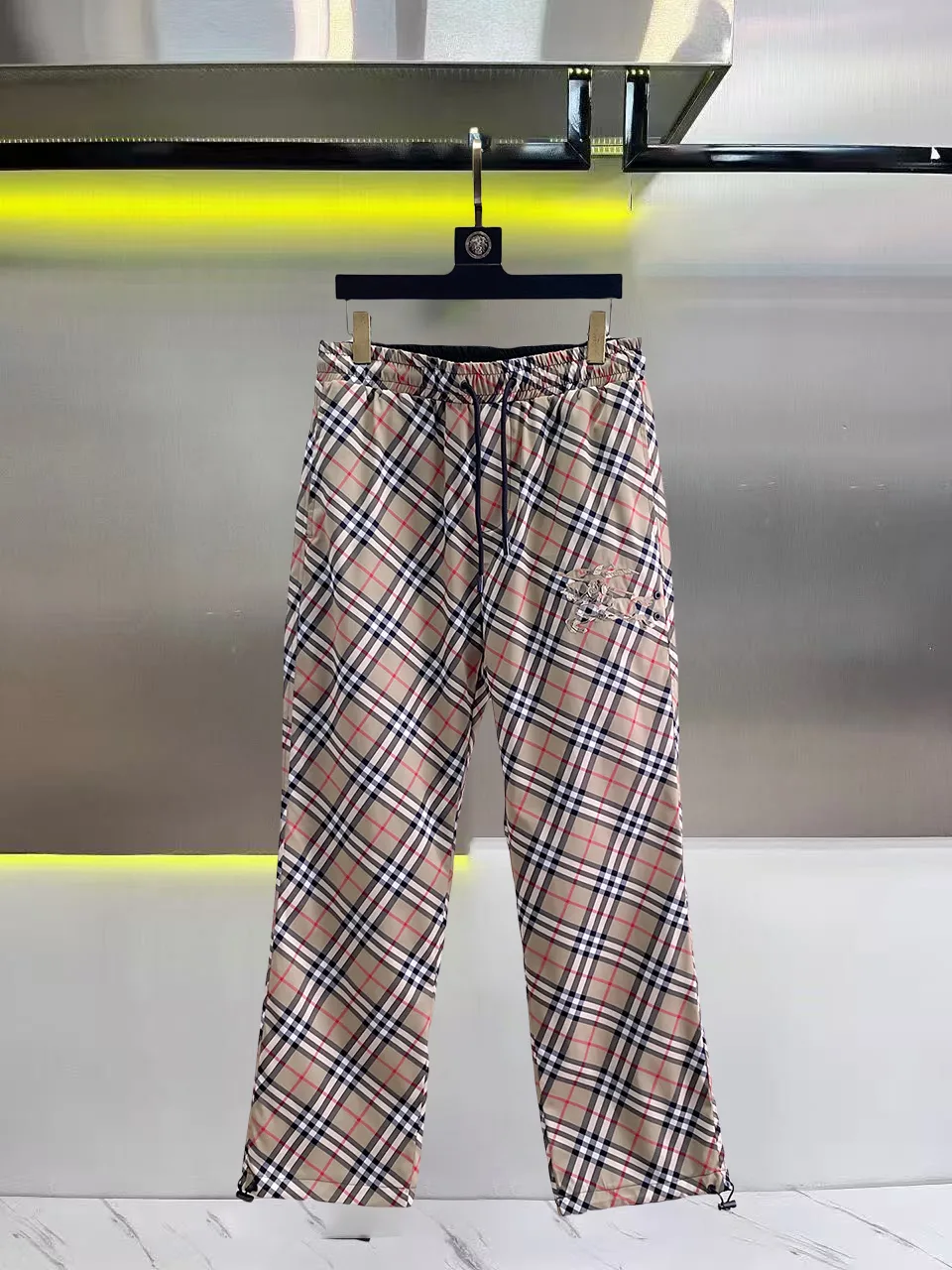Check Print Drawstring Trousers D30014428