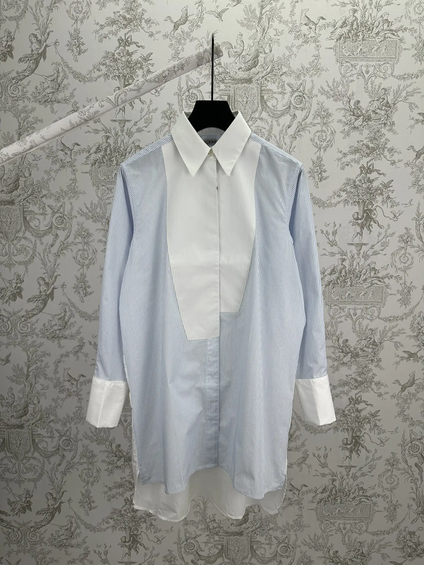 Striped Cotton Bib-Front Shirt D30013982