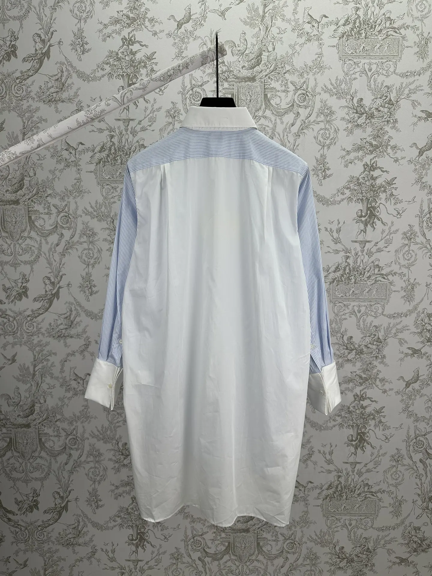 Striped Cotton Bib-Front Shirt D30013982 — view 2