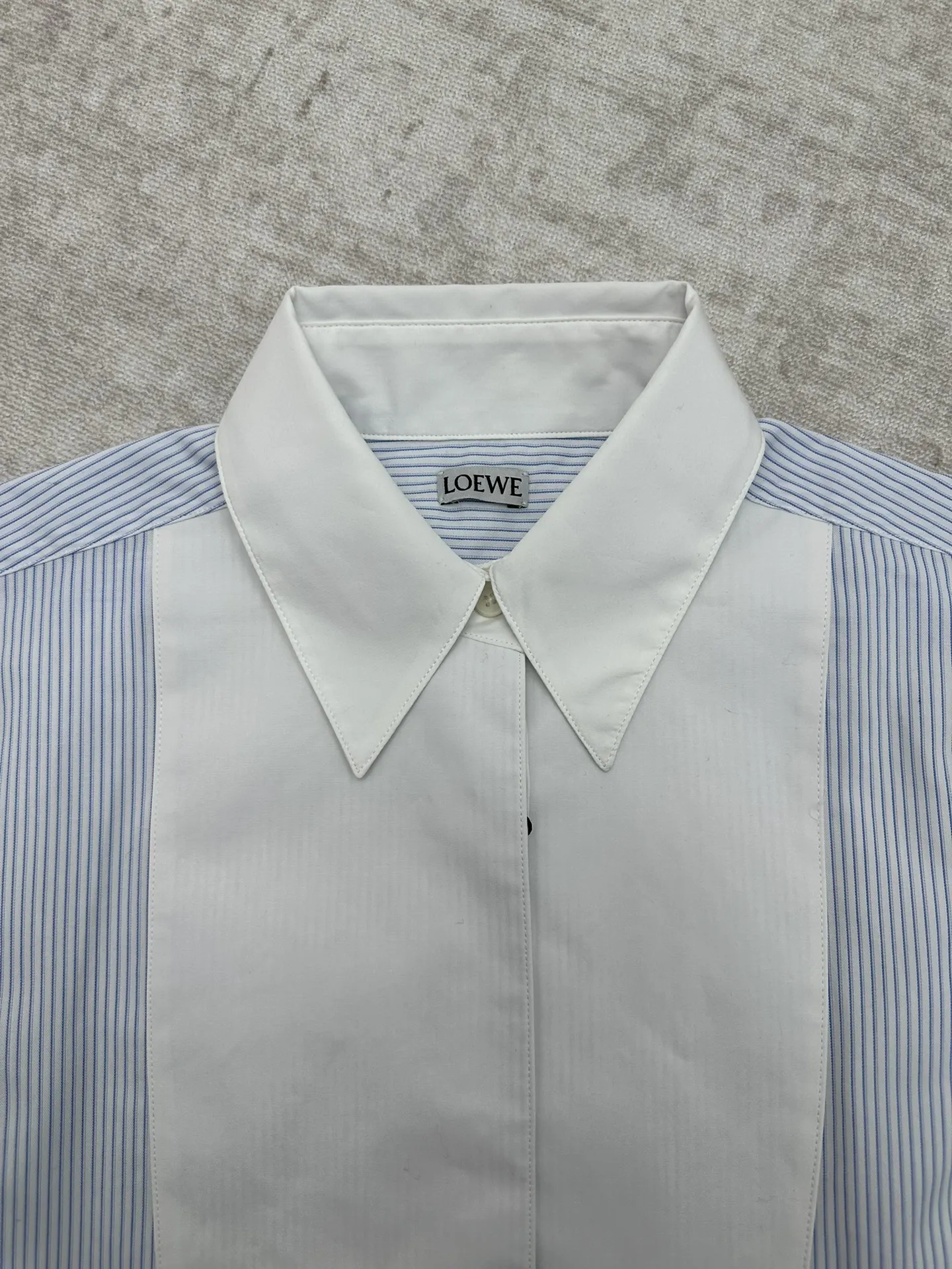 Striped Cotton Bib-Front Shirt D30013982 — view 3