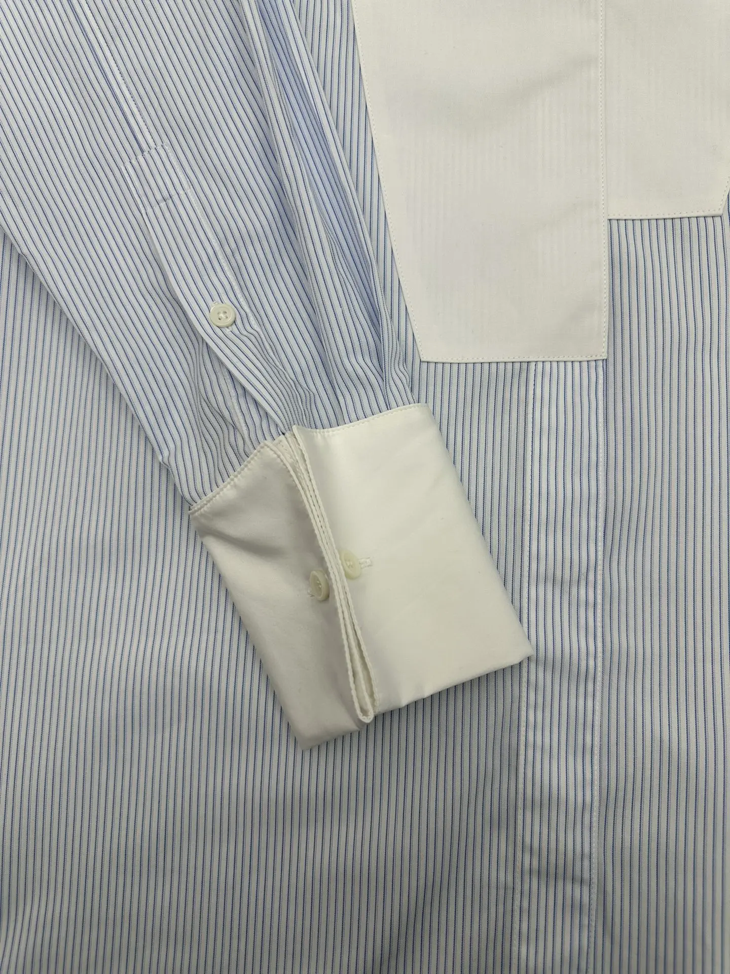 Striped Cotton Bib-Front Shirt D30013982 — view 5