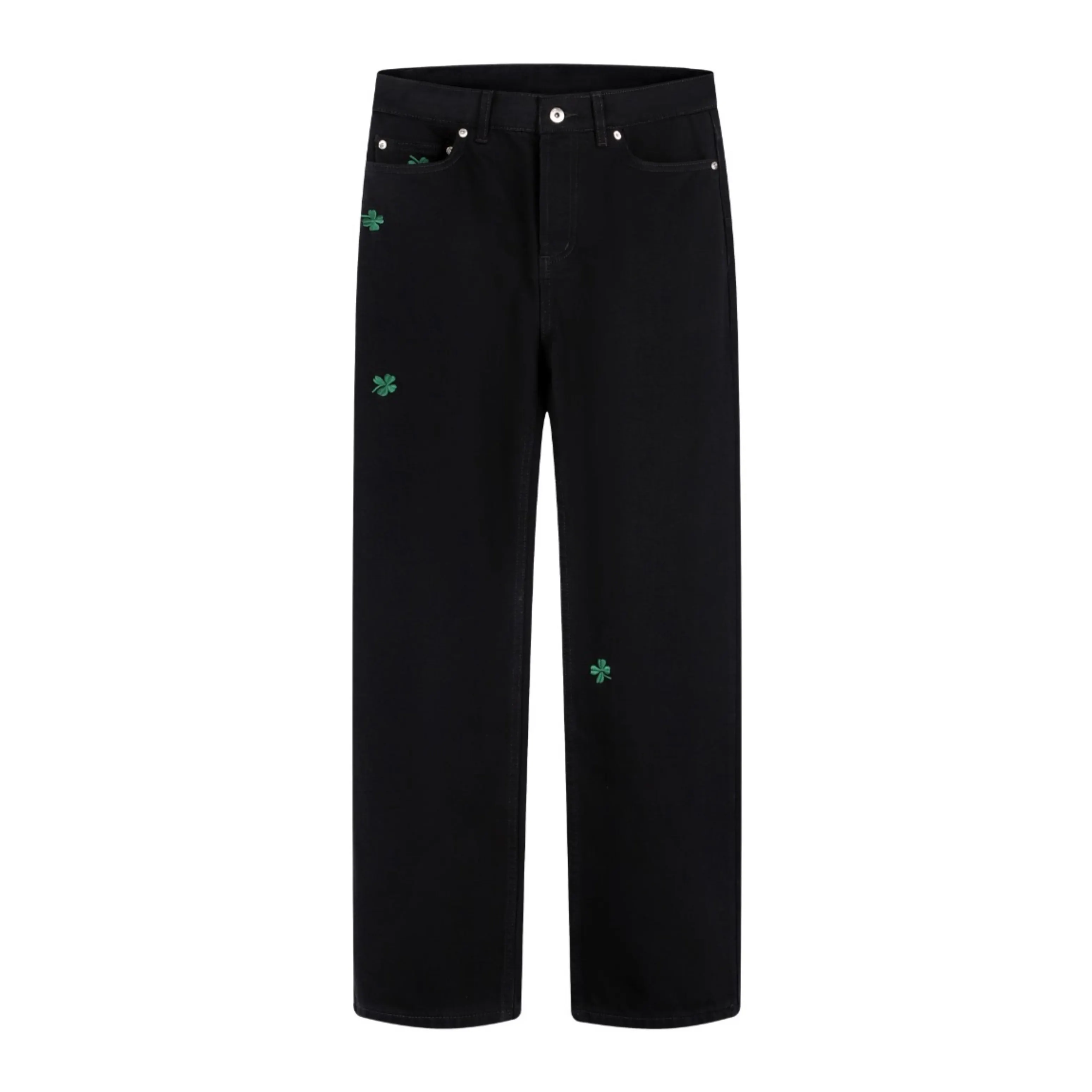 Clover Embroidered Straight-Leg Jeans D30021109
