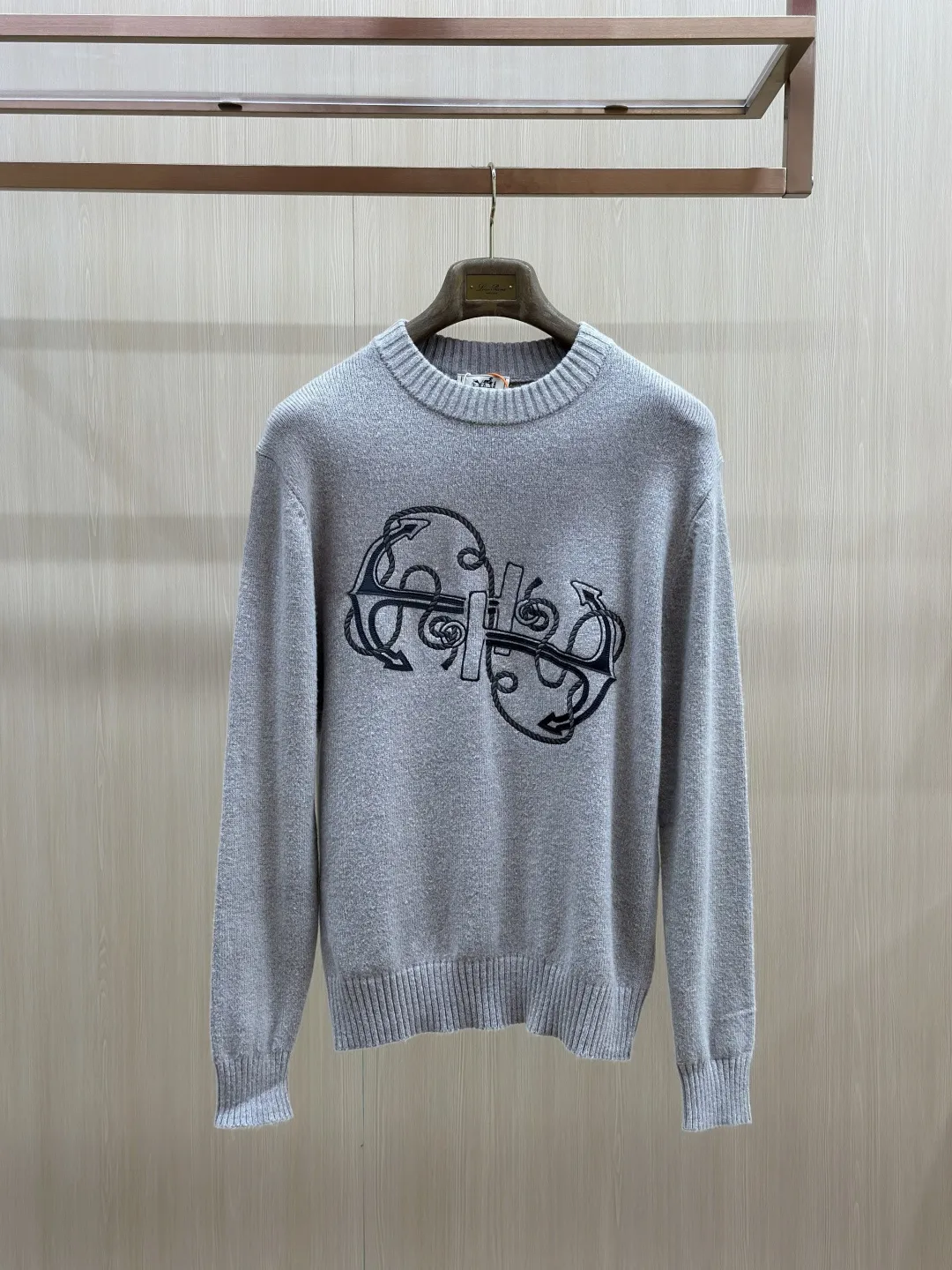Embroidered Anchor Motif Wool-Cotton Sweater D30519138 — view 3