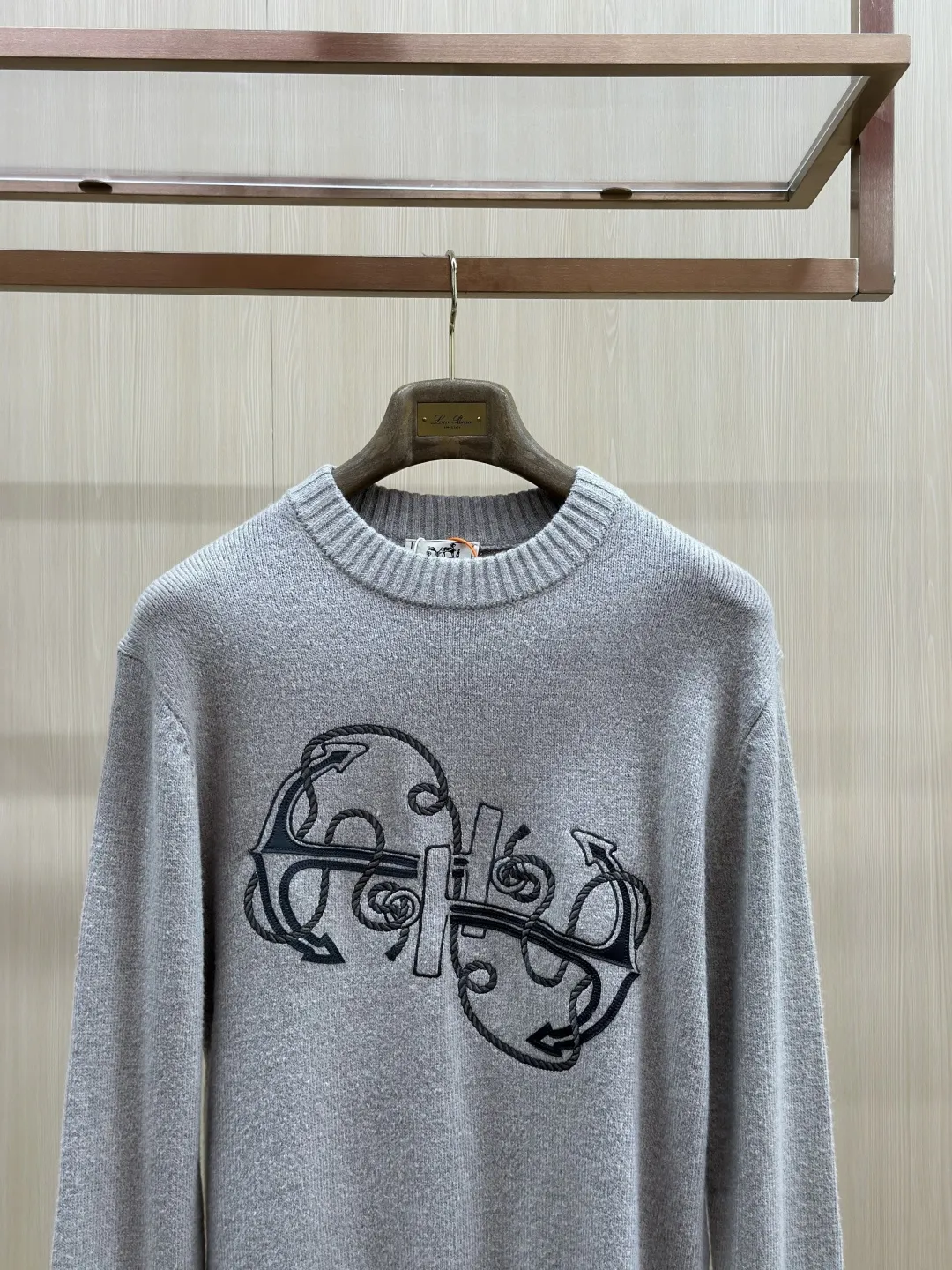 Embroidered Anchor Motif Wool-Cotton Sweater D30519138 — view 4