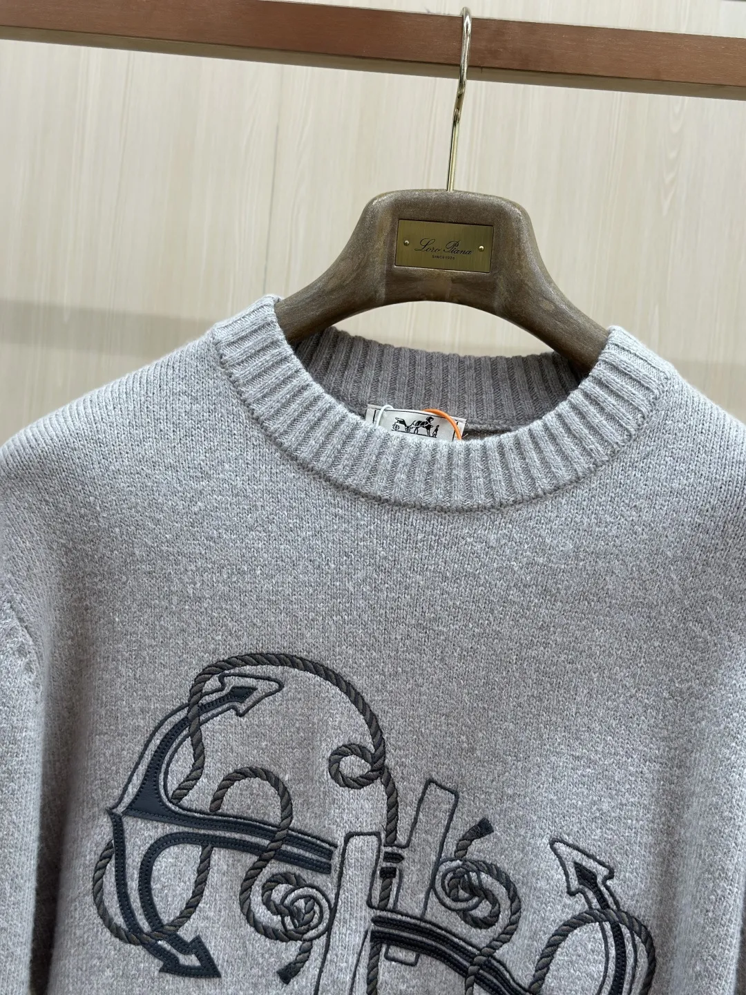 Embroidered Anchor Motif Wool-Cotton Sweater D30519138 — view 5