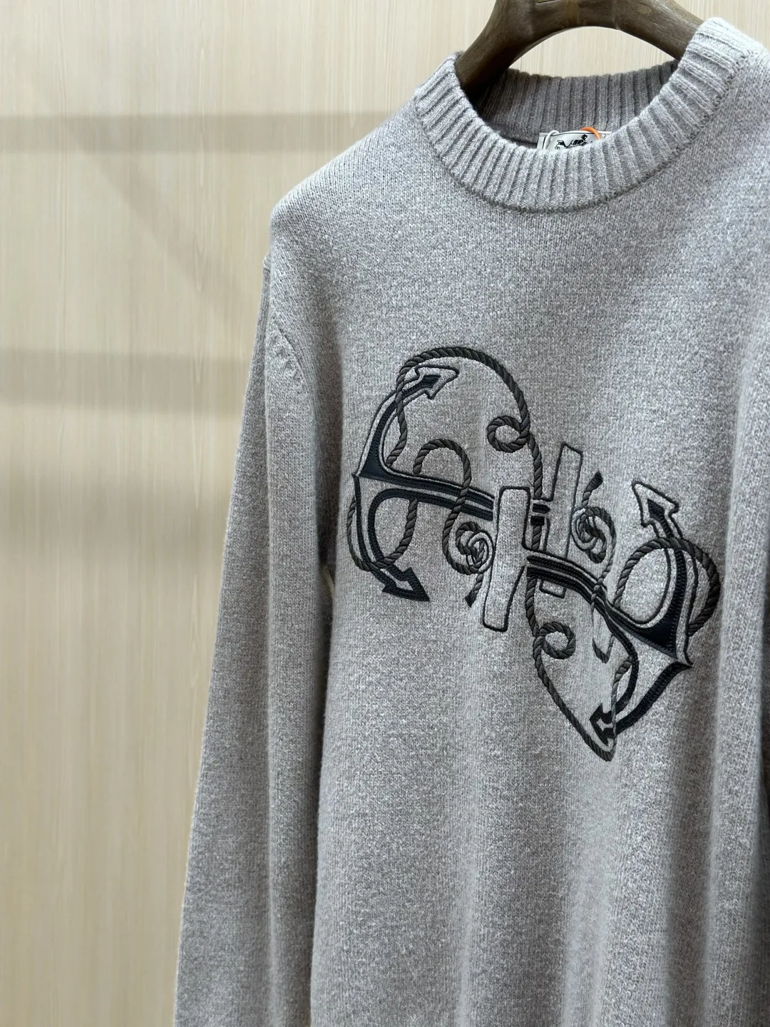 Embroidered Anchor Motif Wool-Cotton Sweater D30519138 — view 7
