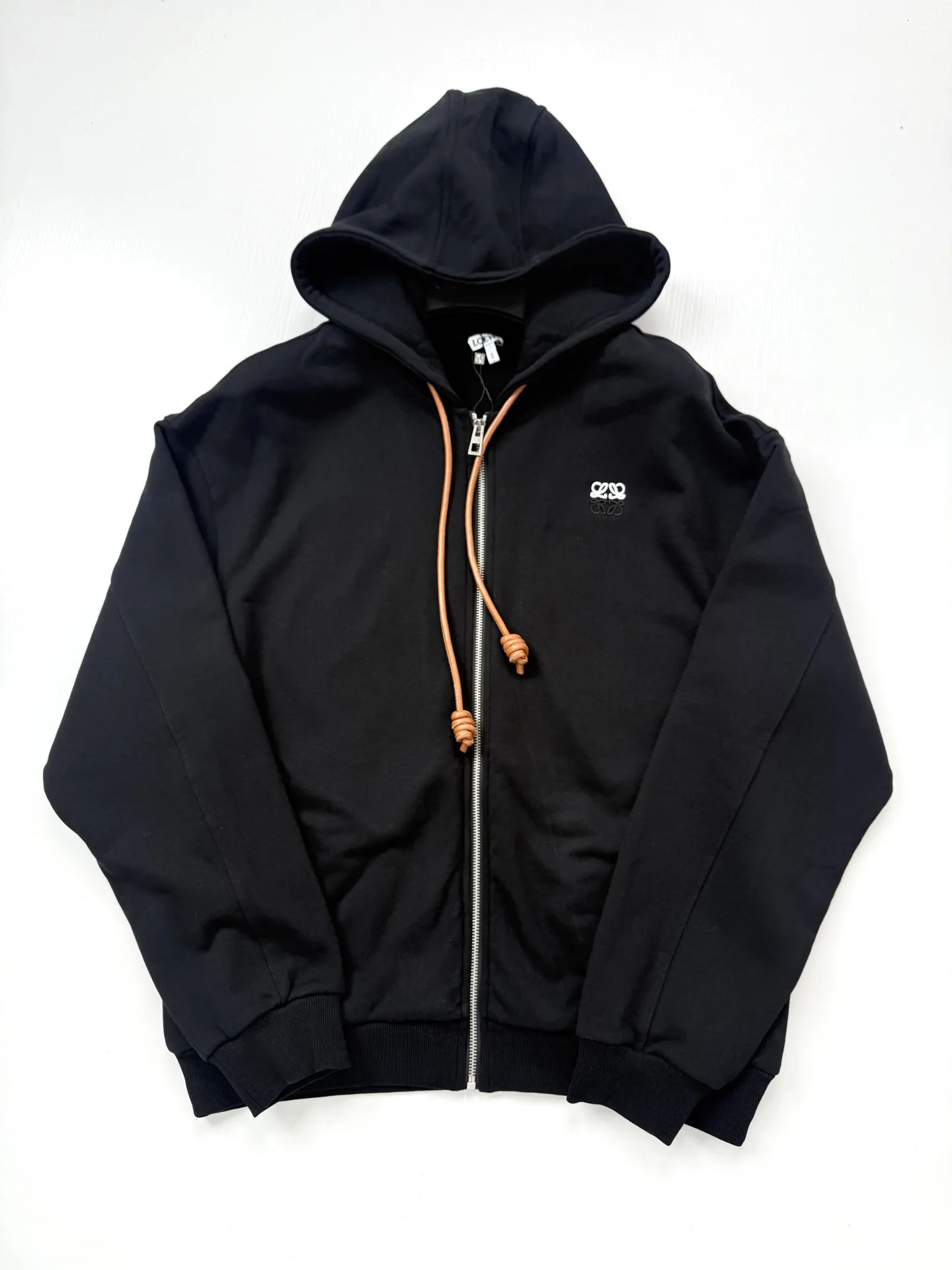 Anagram Embroidered Zip-Up Hoodie with Leather Drawstrings D30820662 — view 3