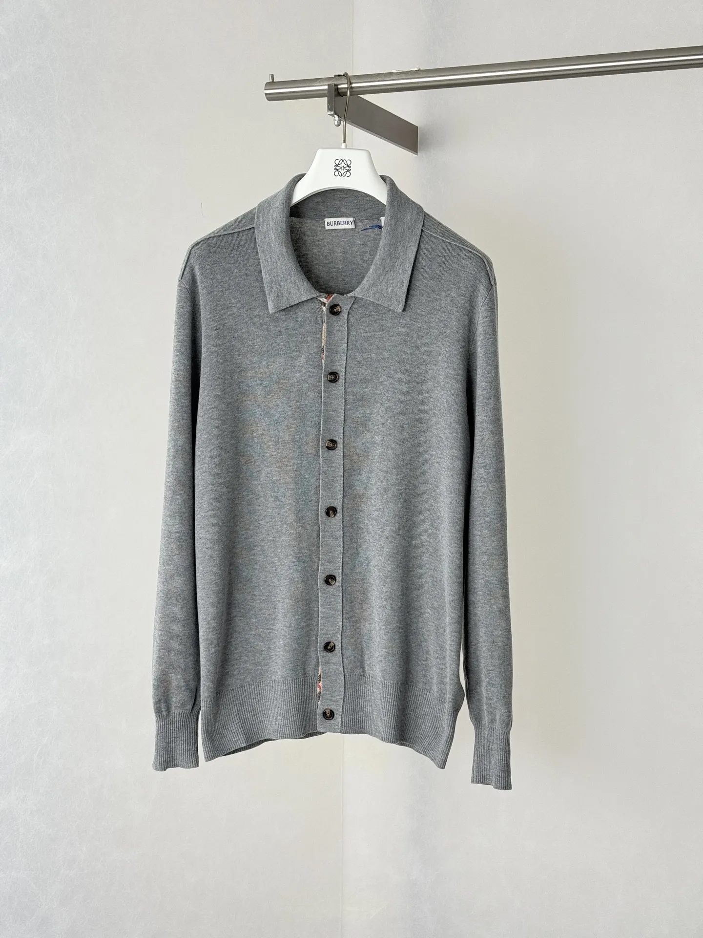 Check-Trim Knit Polo Cardigan D31020708
