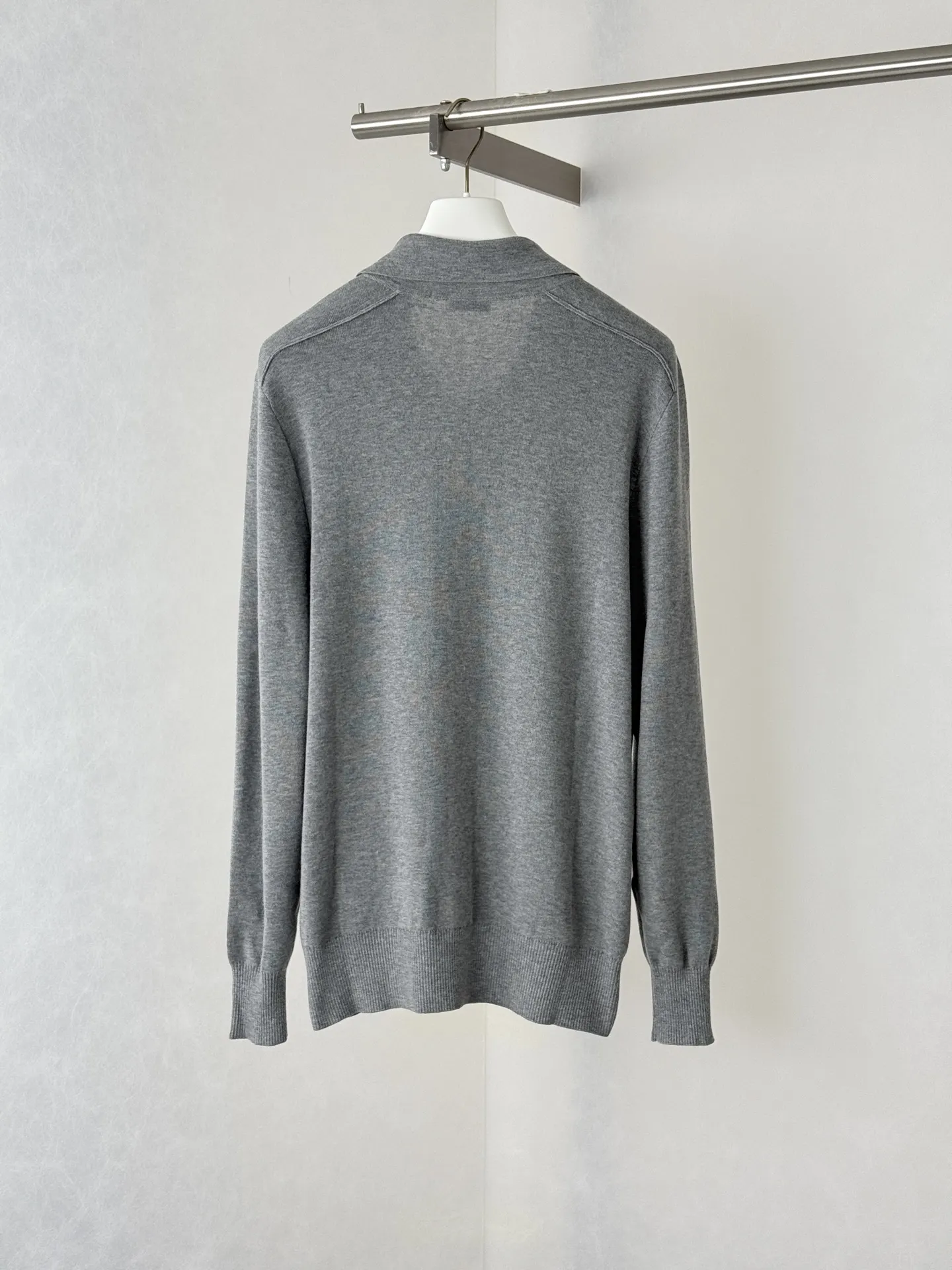 Check-Trim Knit Polo Cardigan D31020708 — view 2