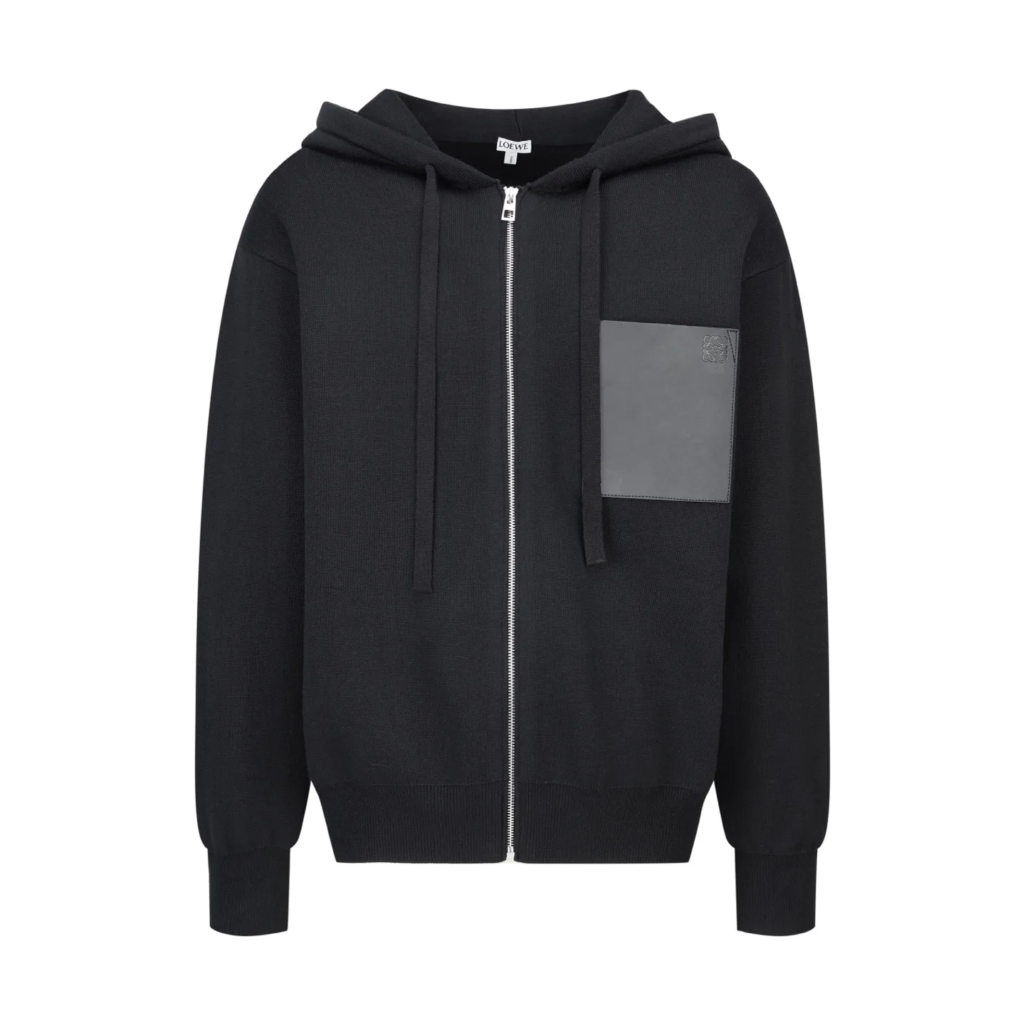 Anagram Leather Patch Merino Wool Zip-Up Hoodie D31021172