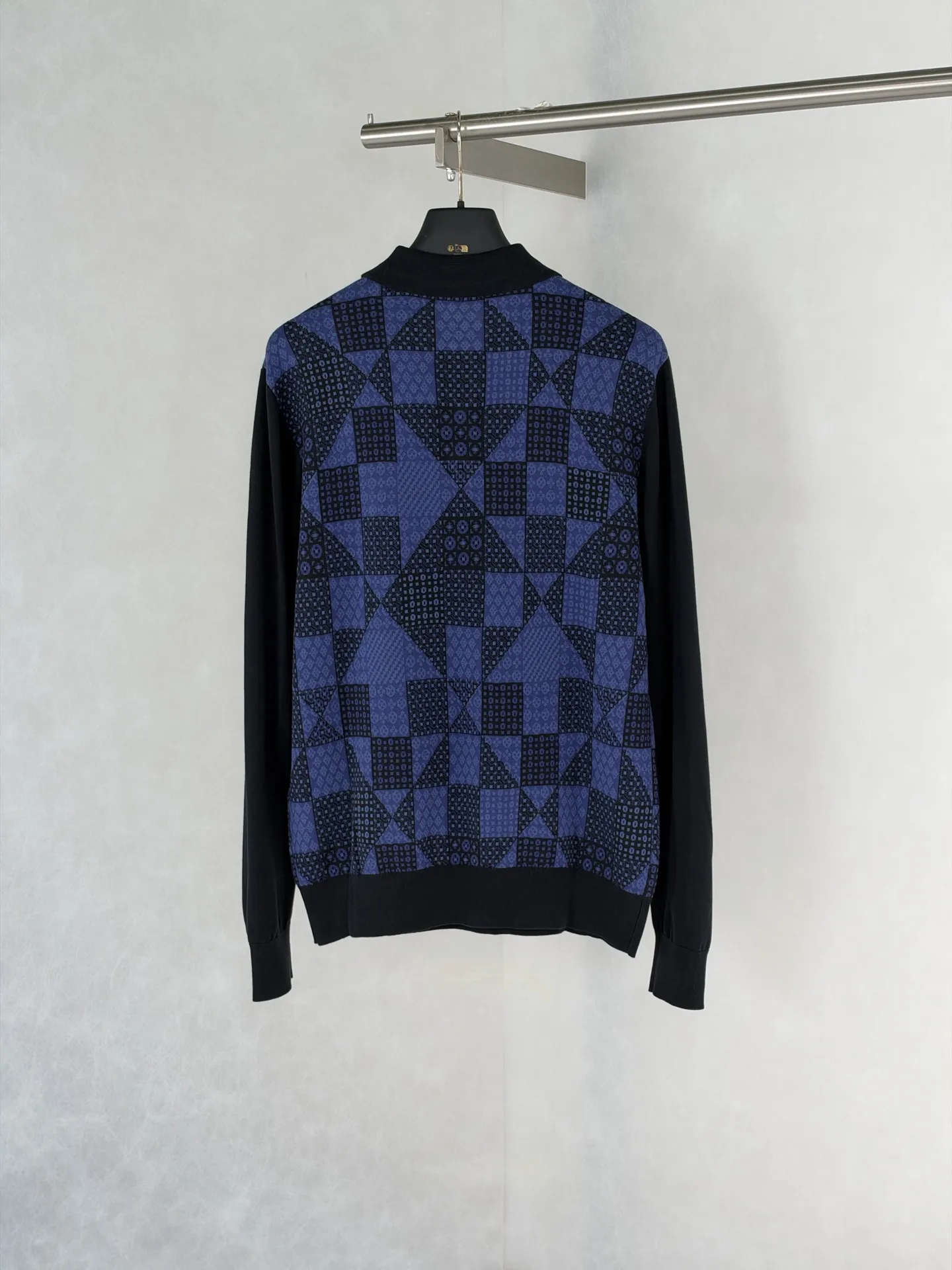 Damier Jacquard Knit Long-Sleeved Polo Shirt D31519179 — view 2