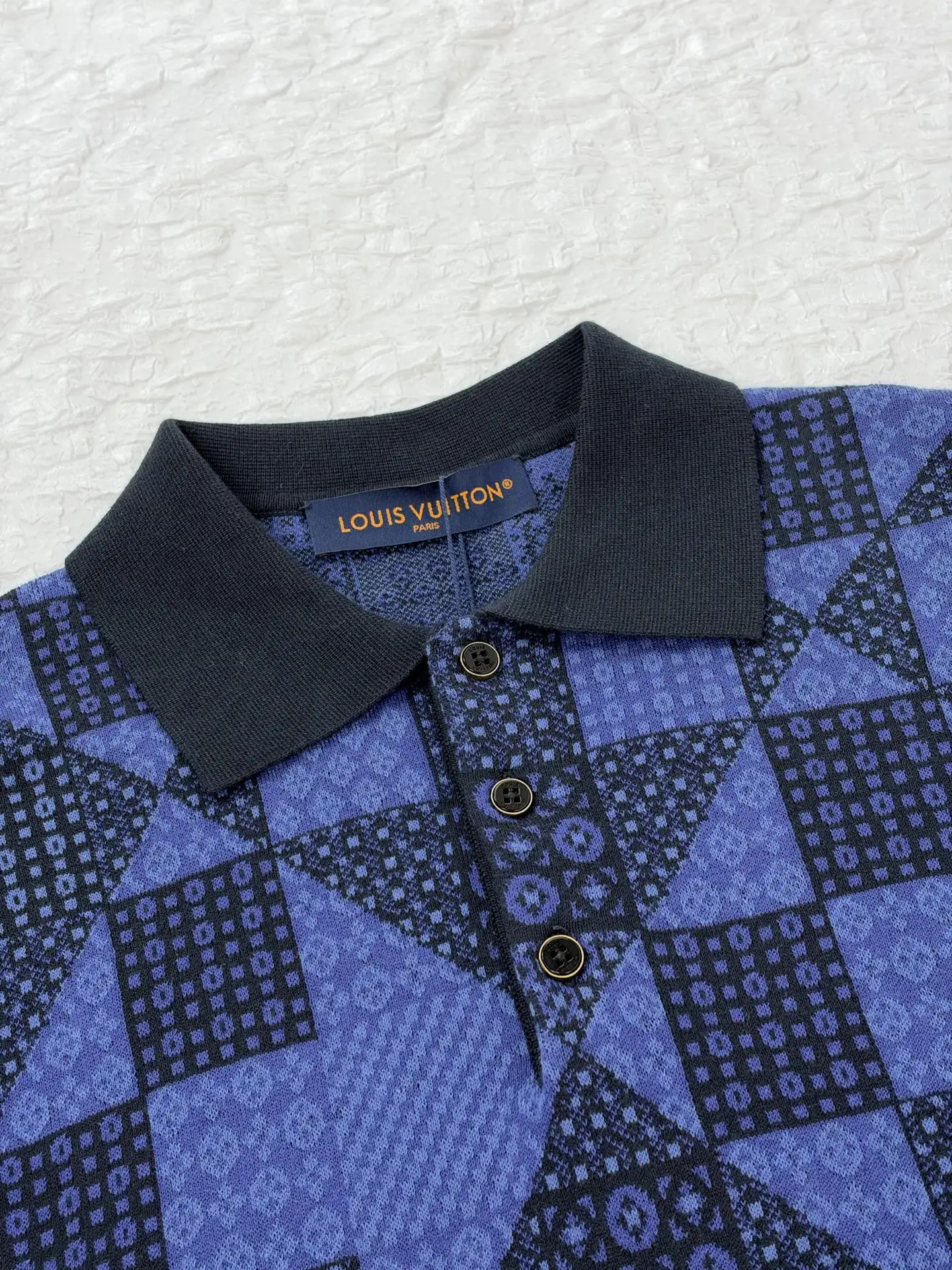 Damier Jacquard Knit Long-Sleeved Polo Shirt D31519179 — view 5