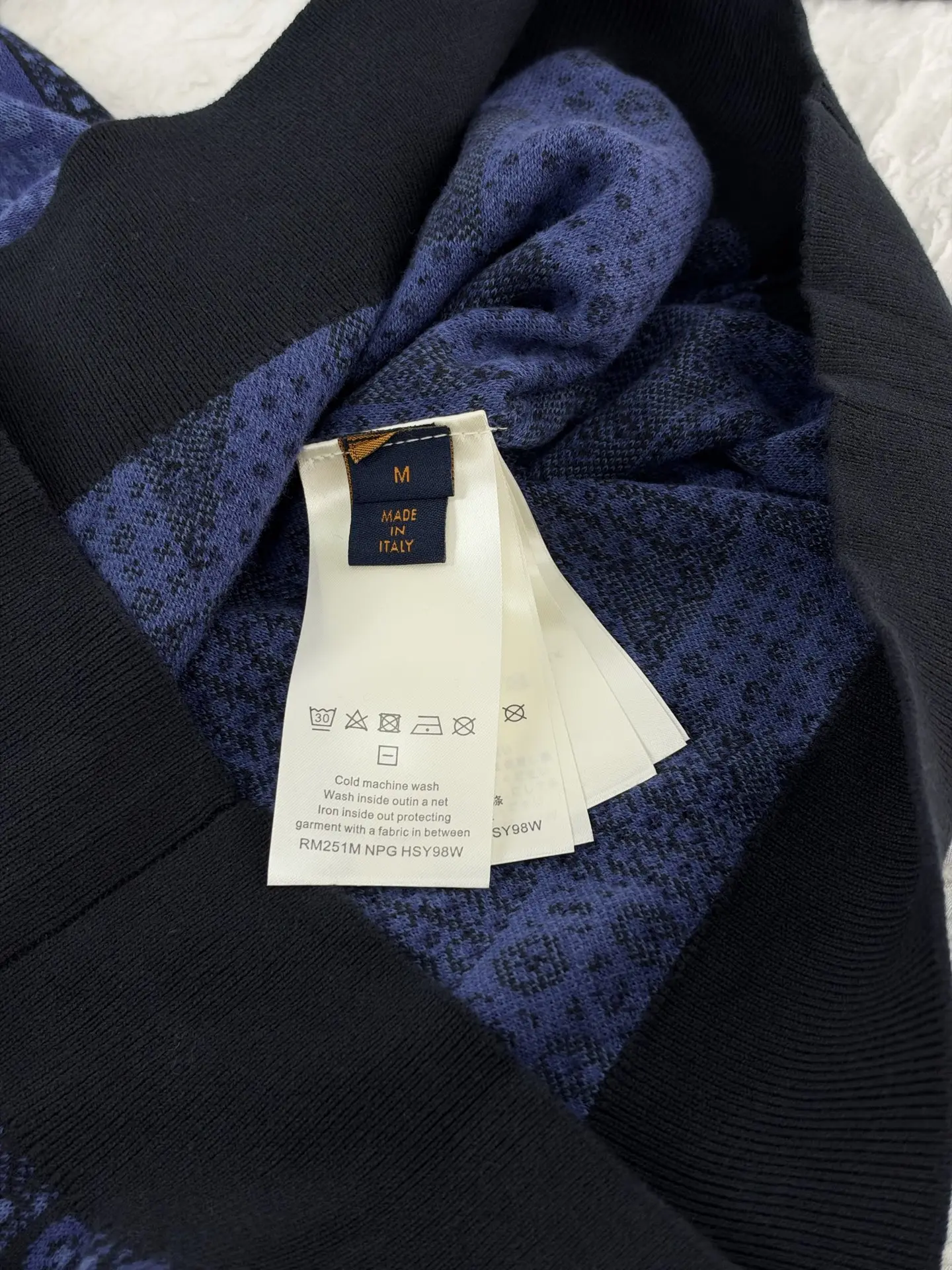Damier Jacquard Knit Long-Sleeved Polo Shirt D31519179 — view 9