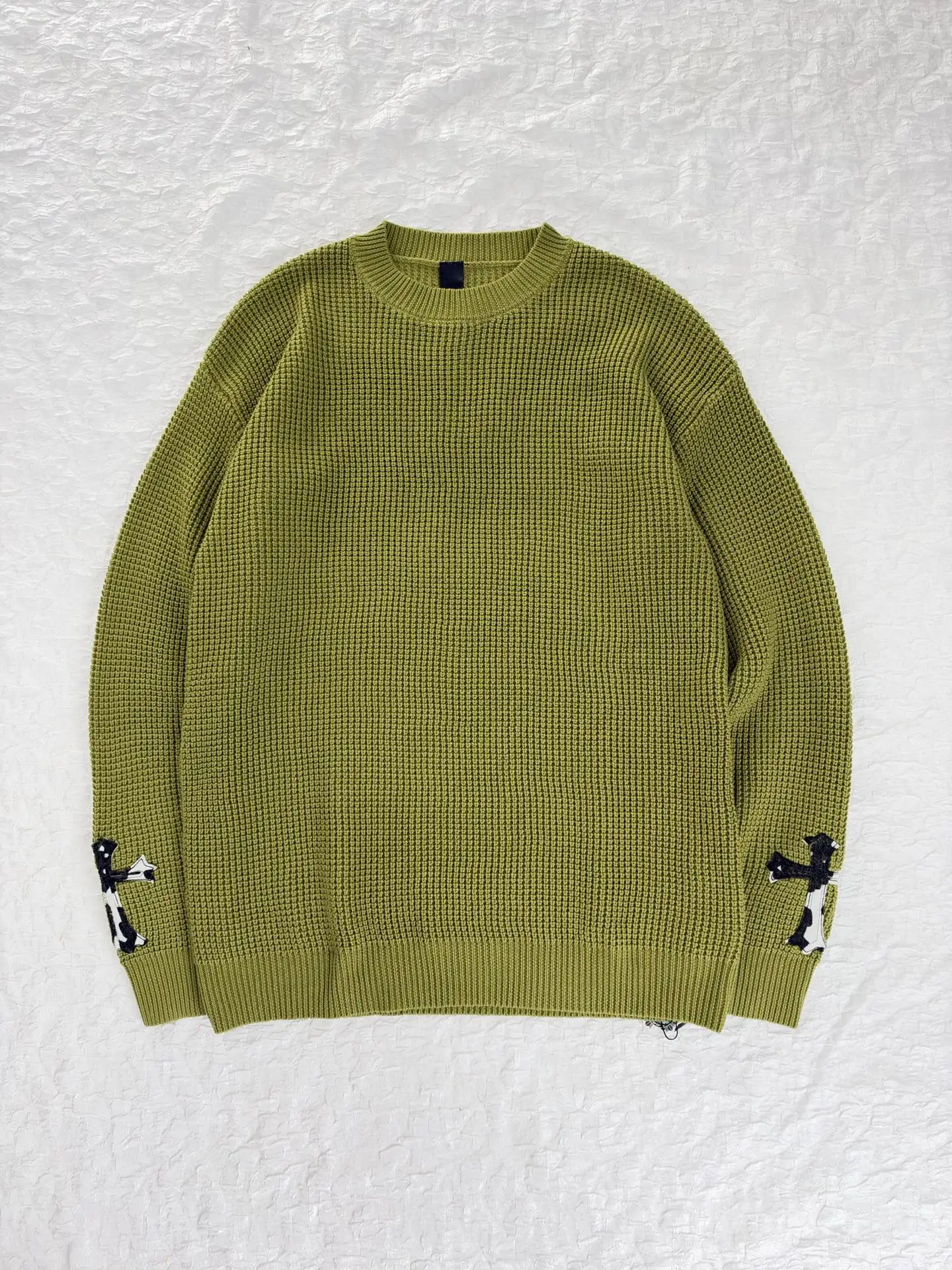 Waffle-Knit Cross Patch Crew-Neck Sweater D31519181 — view 3