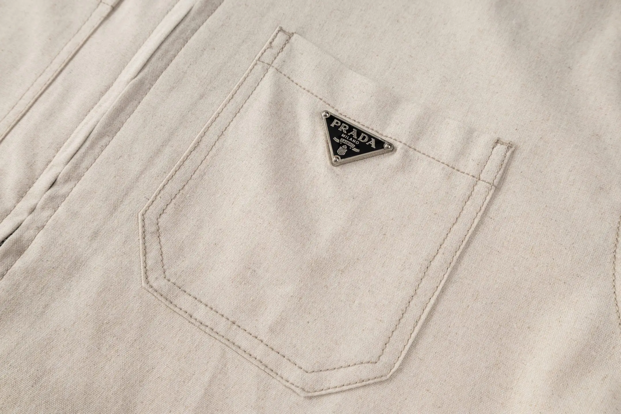 Logo-Appliquéd Chambray Cotton-Linen Jacket D31521203 — view 5
