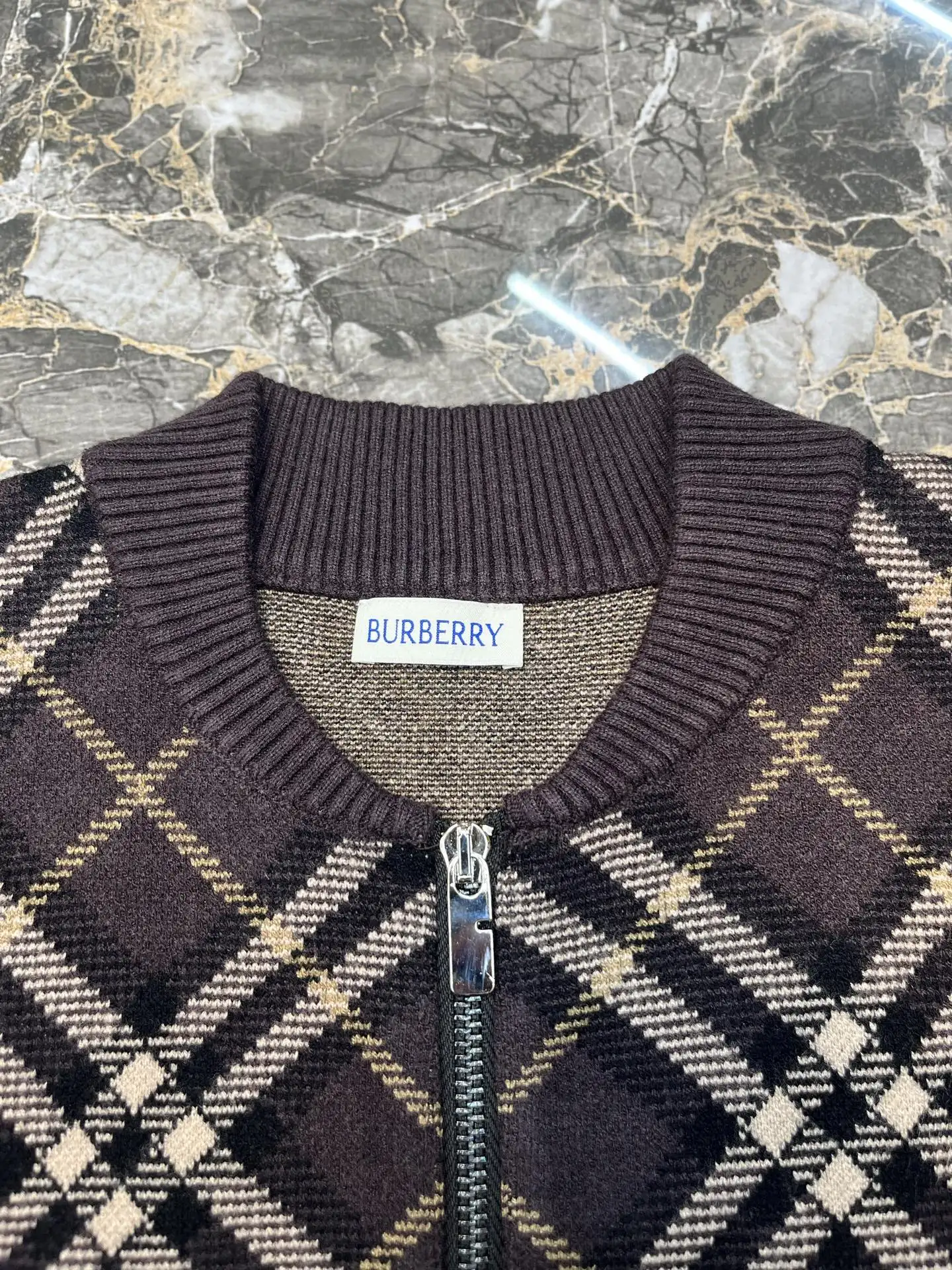 Check Jacquard Wool and Cashmere-Blend Cardigan D32019125 — view 5