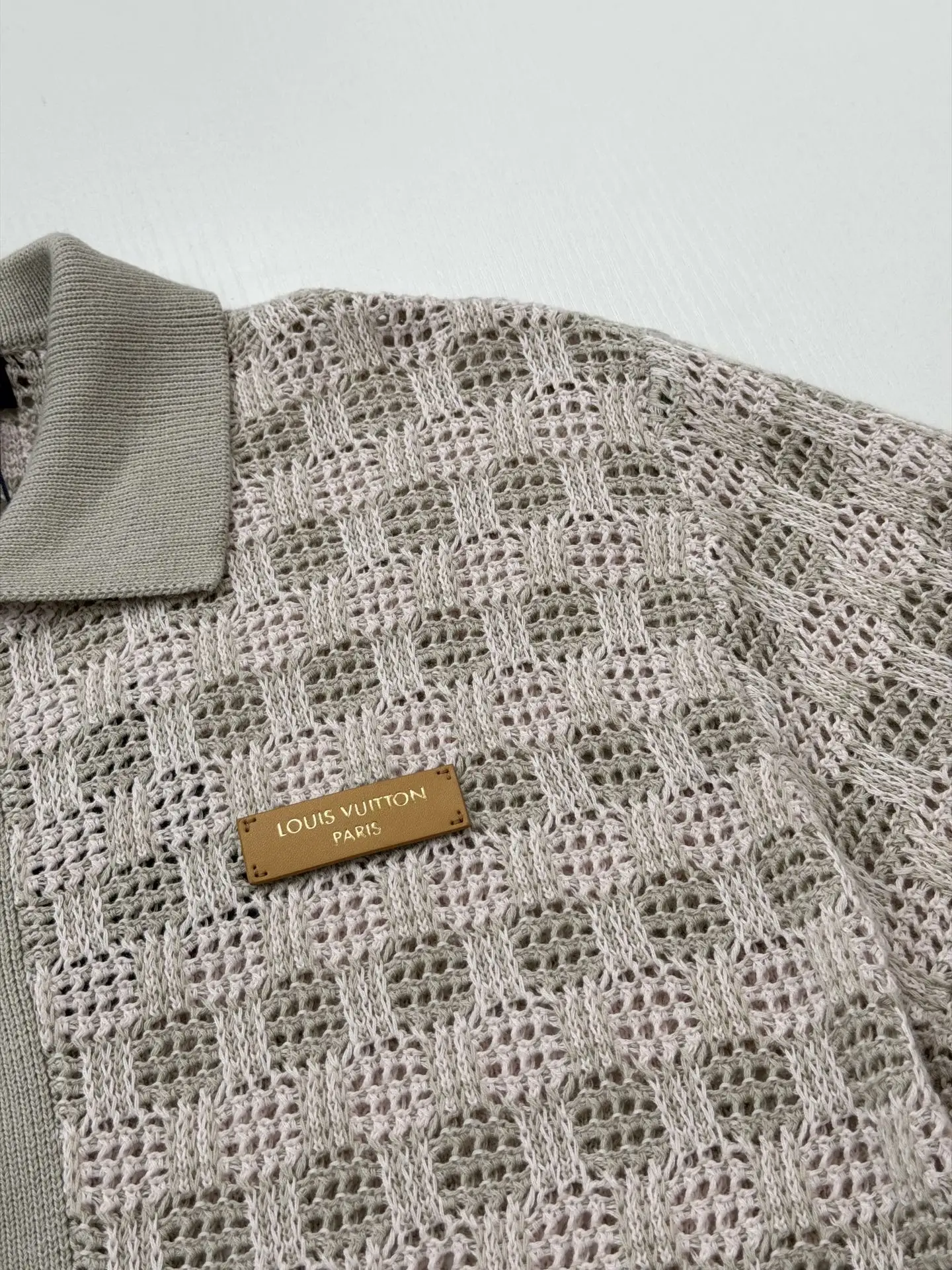 Open-Knit Mesh Cardigan with Leather Logo Patch D32520696 — view 6