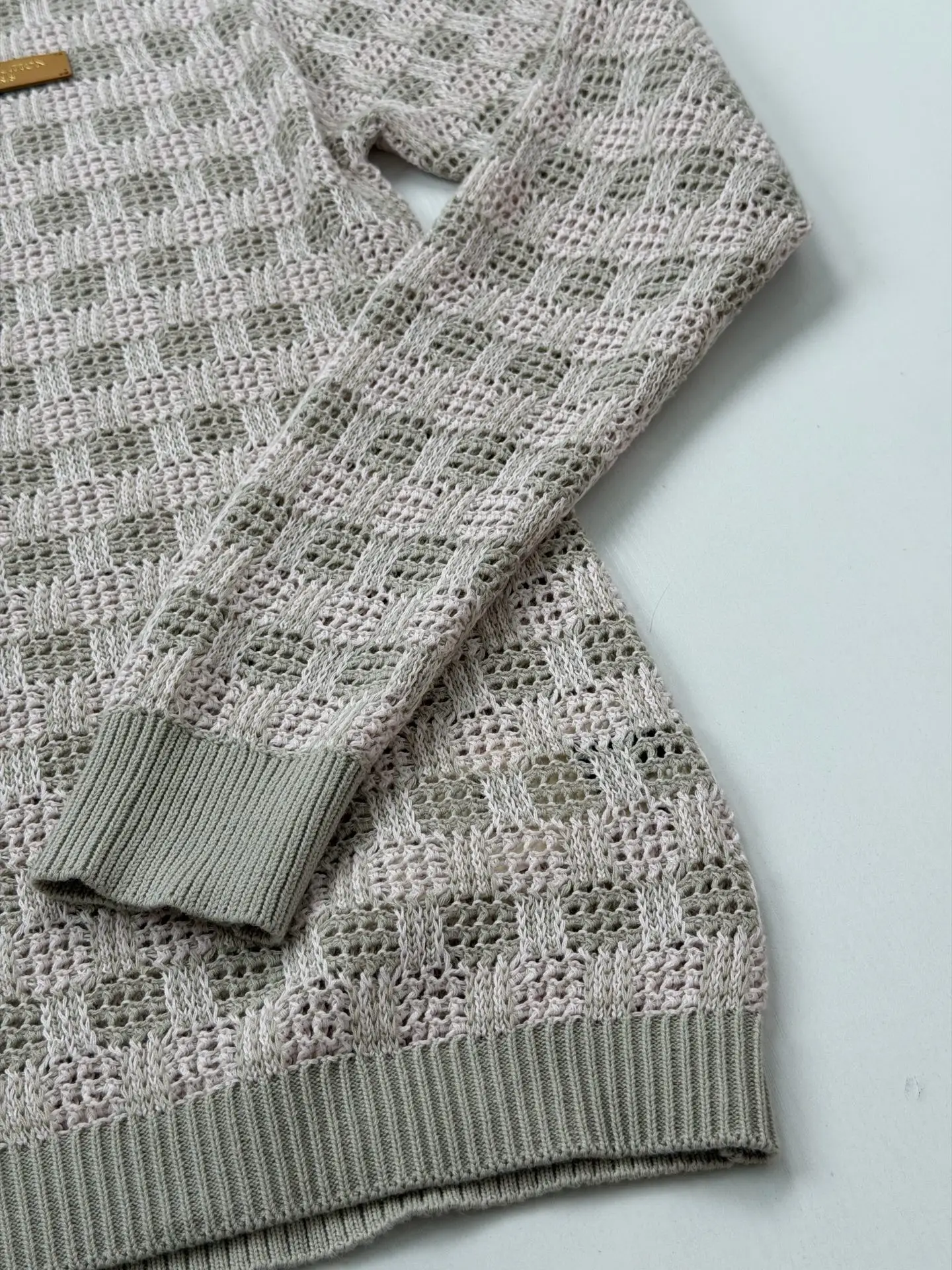 Open-Knit Mesh Cardigan with Leather Logo Patch D32520696 — view 7