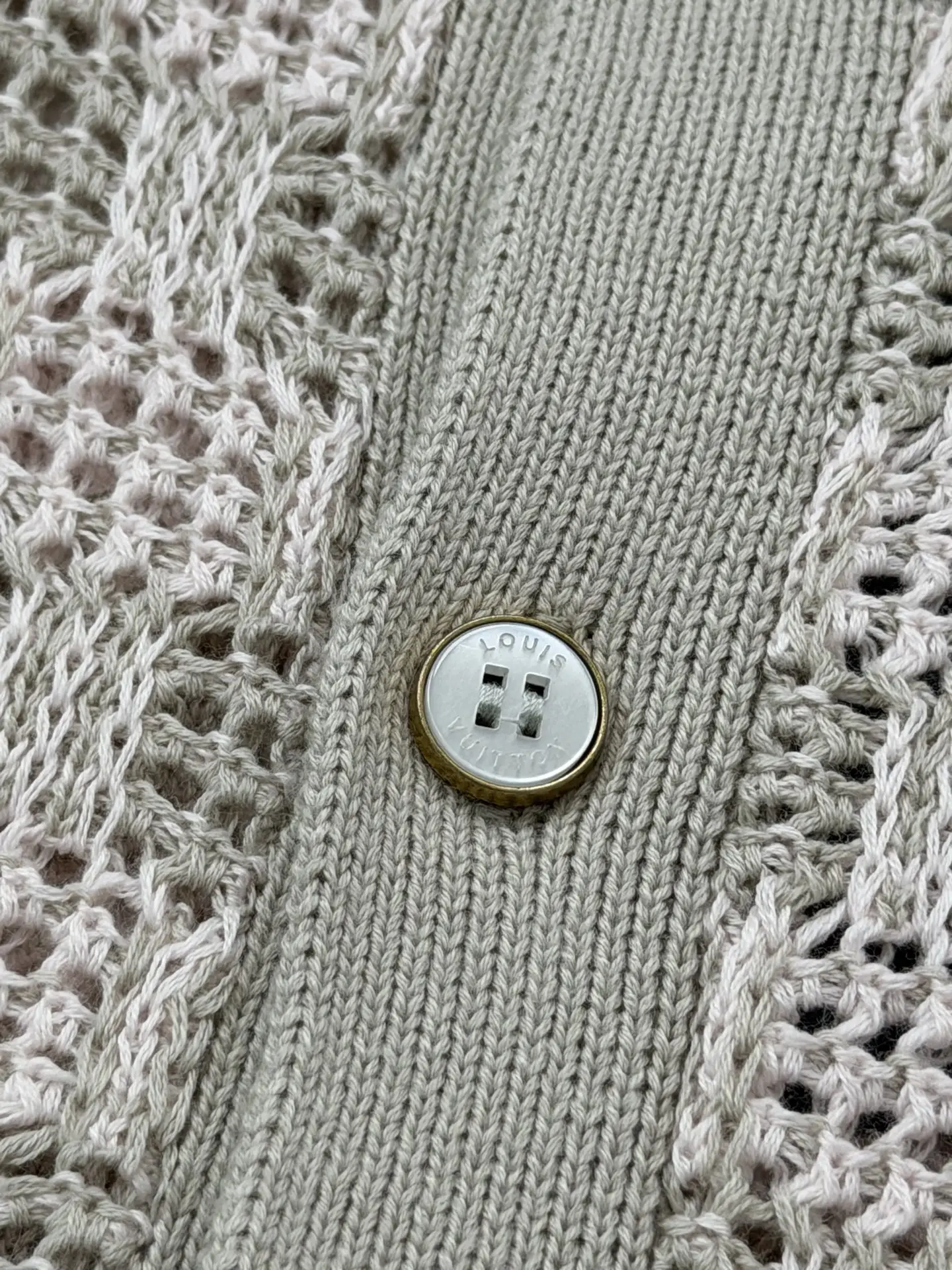 Open-Knit Mesh Cardigan with Leather Logo Patch D32520696 — view 8