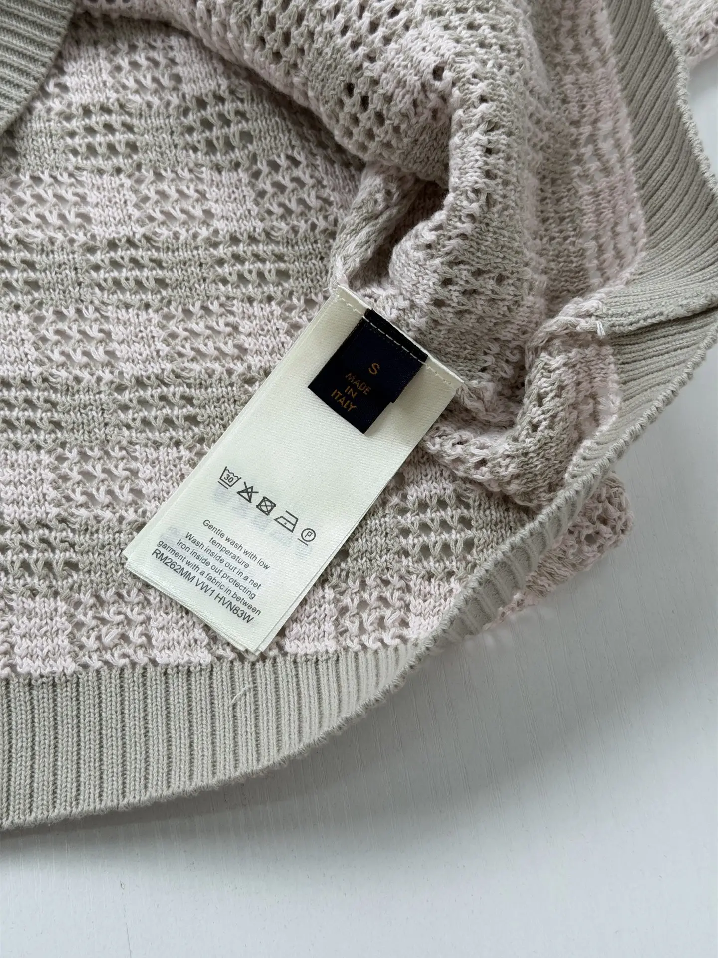 Open-Knit Mesh Cardigan with Leather Logo Patch D32520696 — view 9