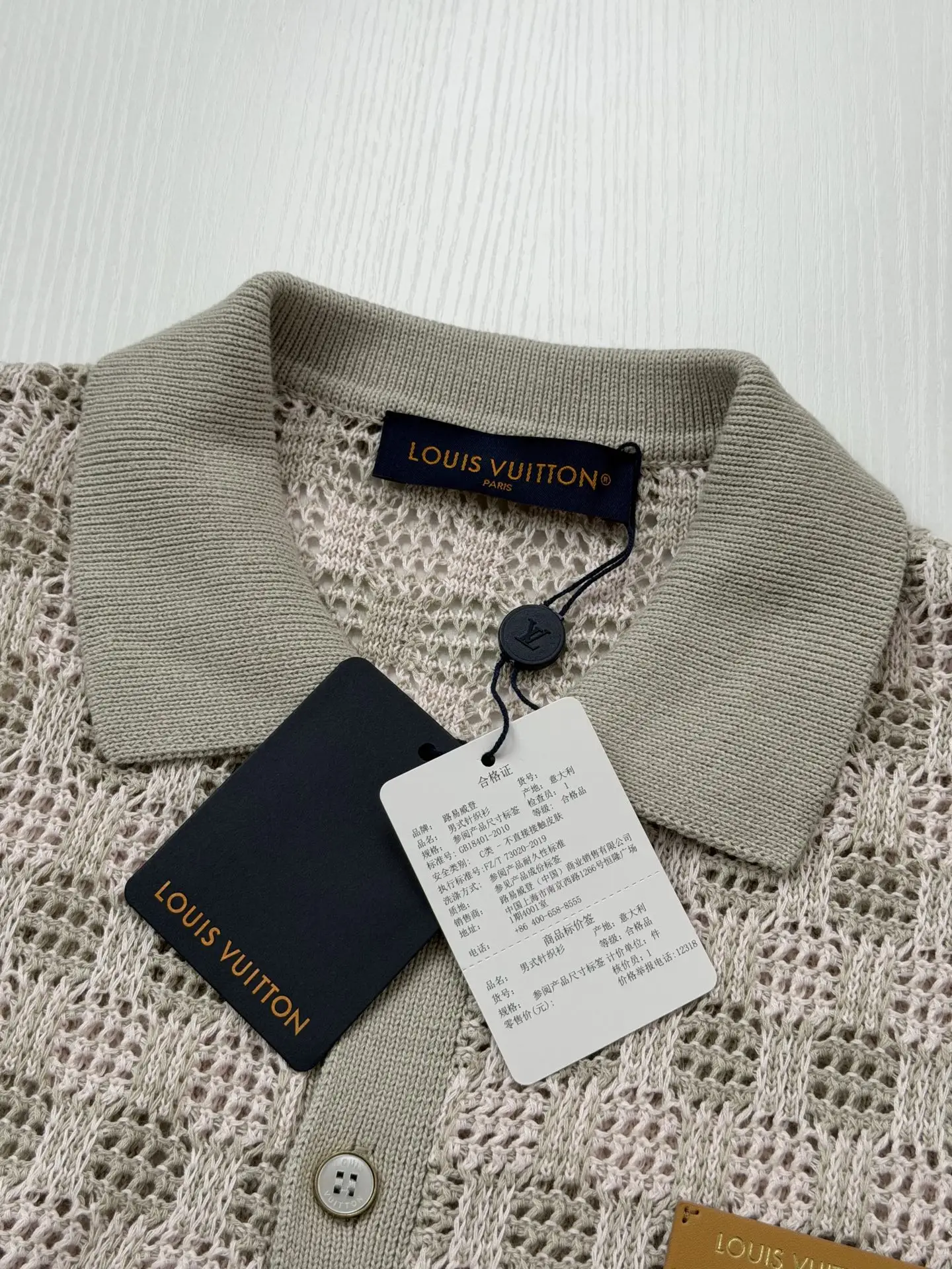 Open-Knit Mesh Cardigan with Leather Logo Patch D32520696 — view 10