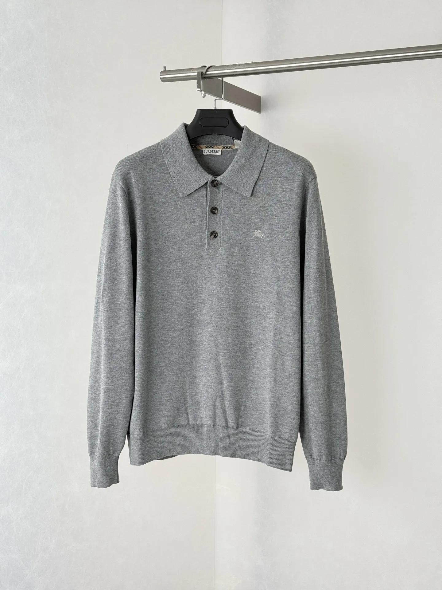Embroidered Knight Logo Long-Sleeve Polo Shirt D32520707