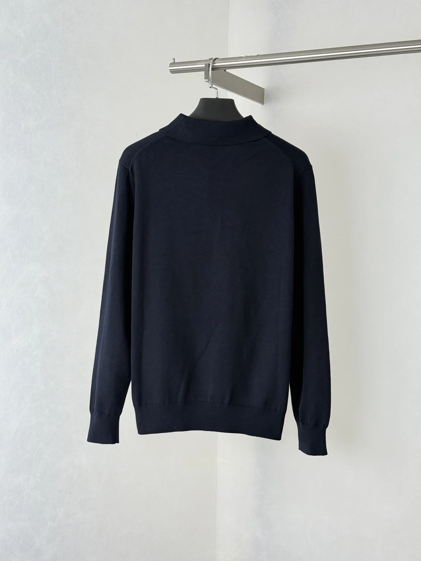 Embroidered Logo Long-Sleeve Knit Polo Shirt D32520706 — view 2