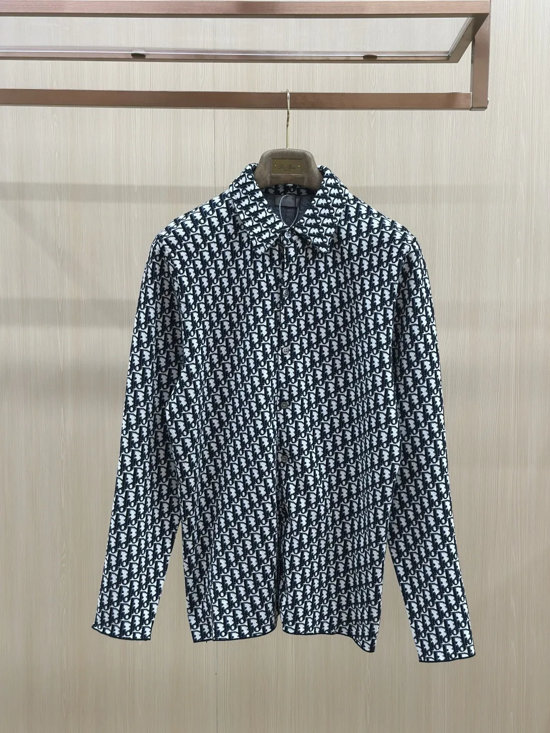 Oblique Jacquard Wool-Blend Knit Shirt D32519140 — view 3