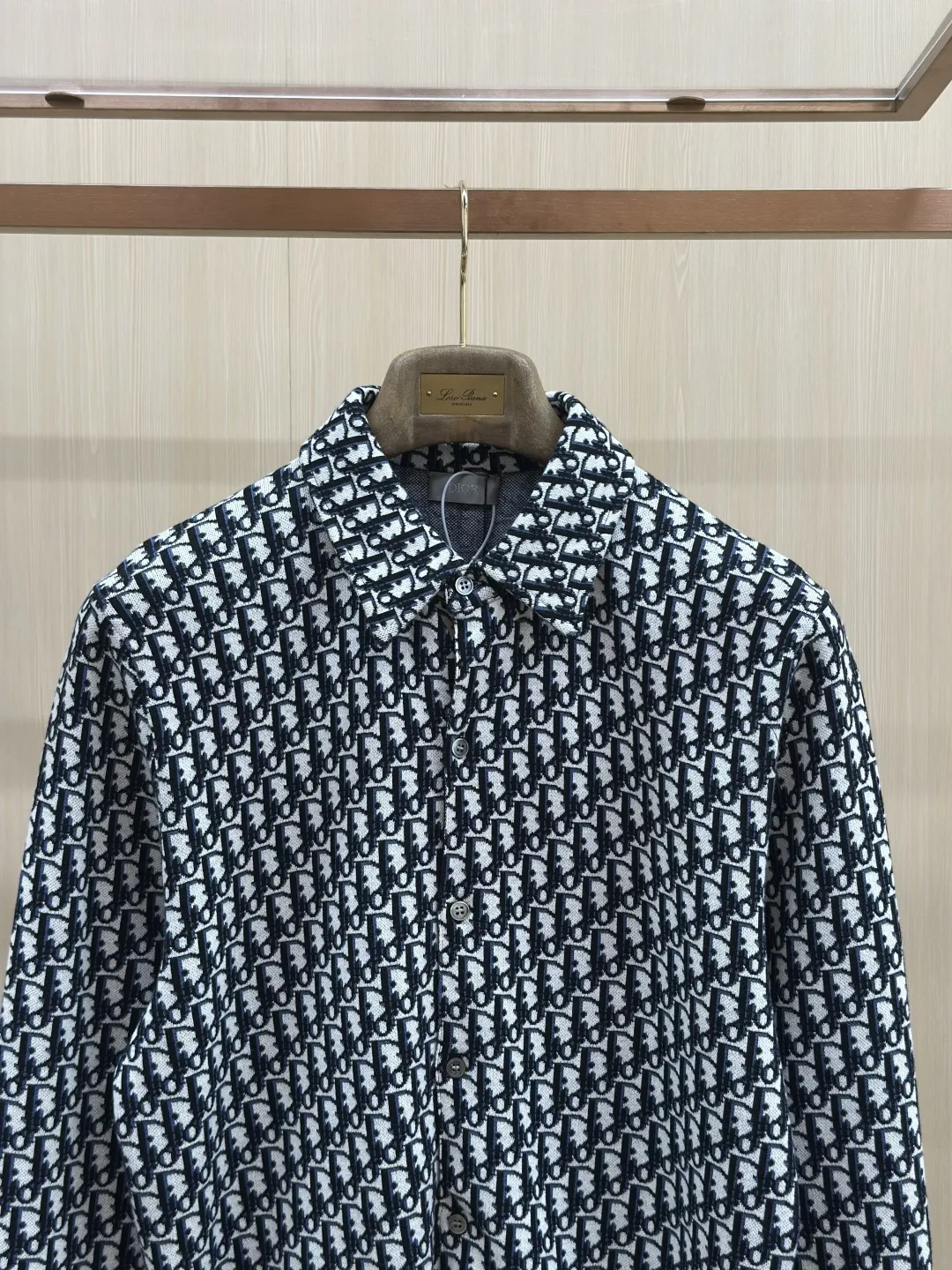 Oblique Jacquard Wool-Blend Knit Shirt D32519140 — view 4