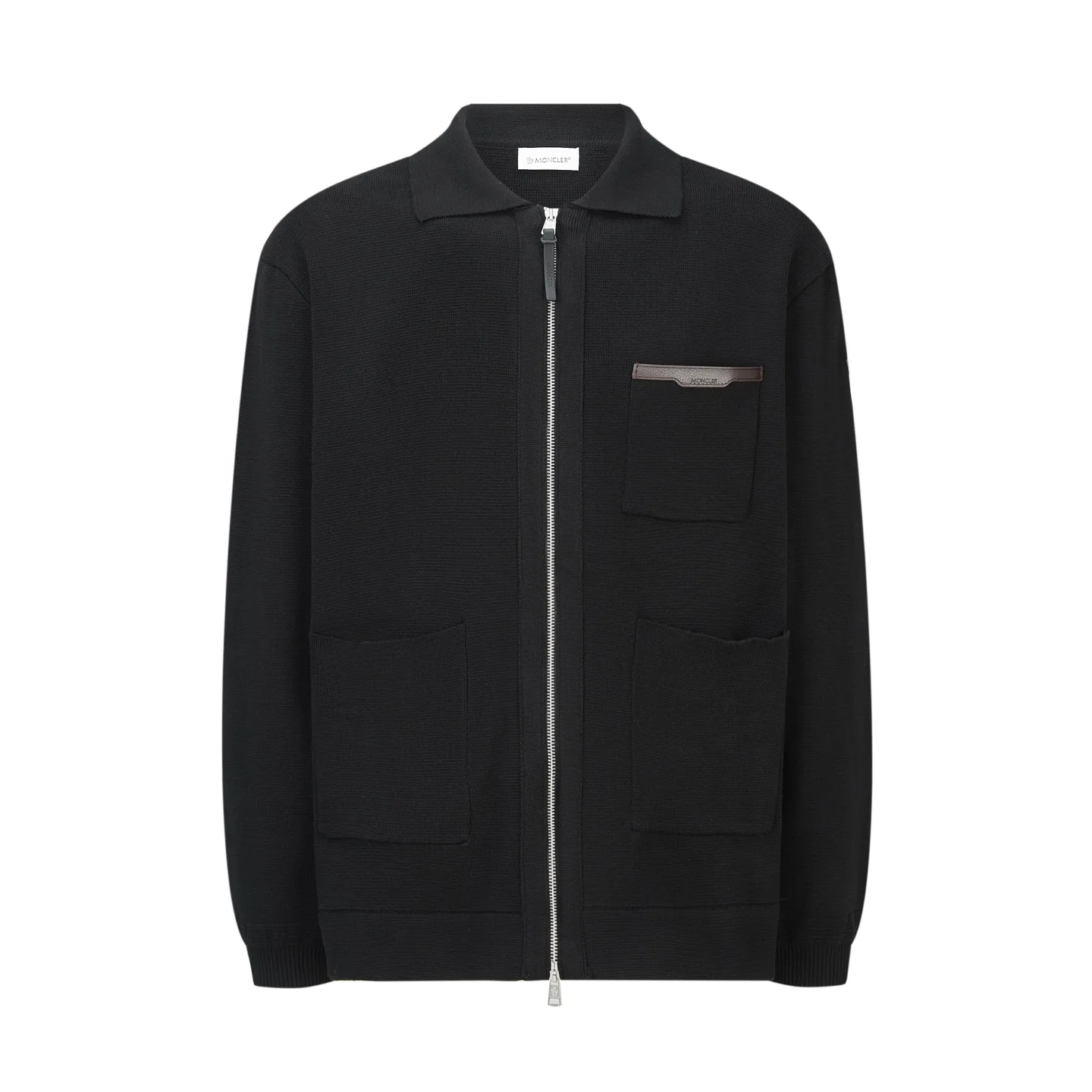 Moncler Leather-Trimmed Wool-Blend Zip-Up Cardigan D32519222