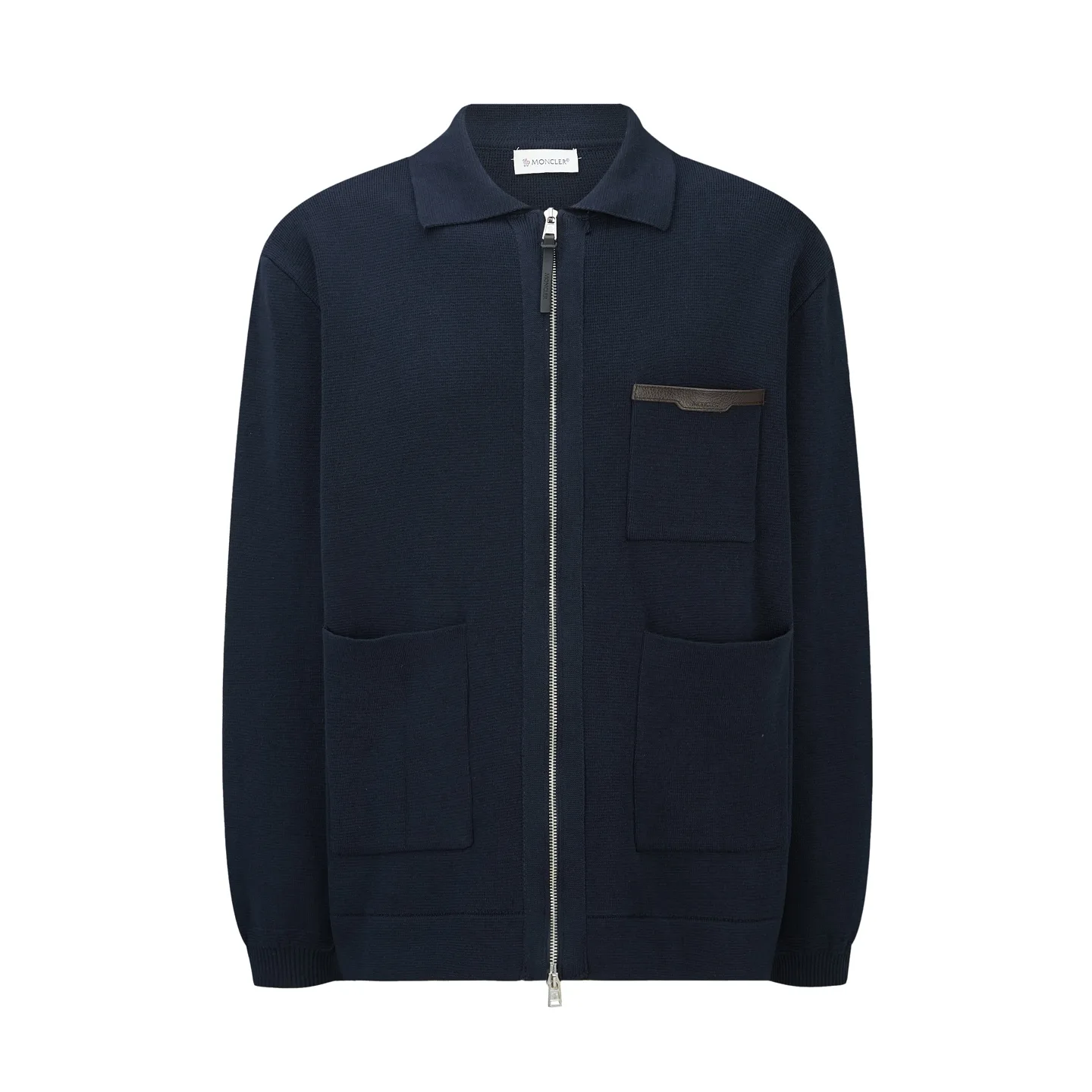 Moncler Leather-Trimmed Wool and Cotton-Blend Zip-Up Cardigan D32519221